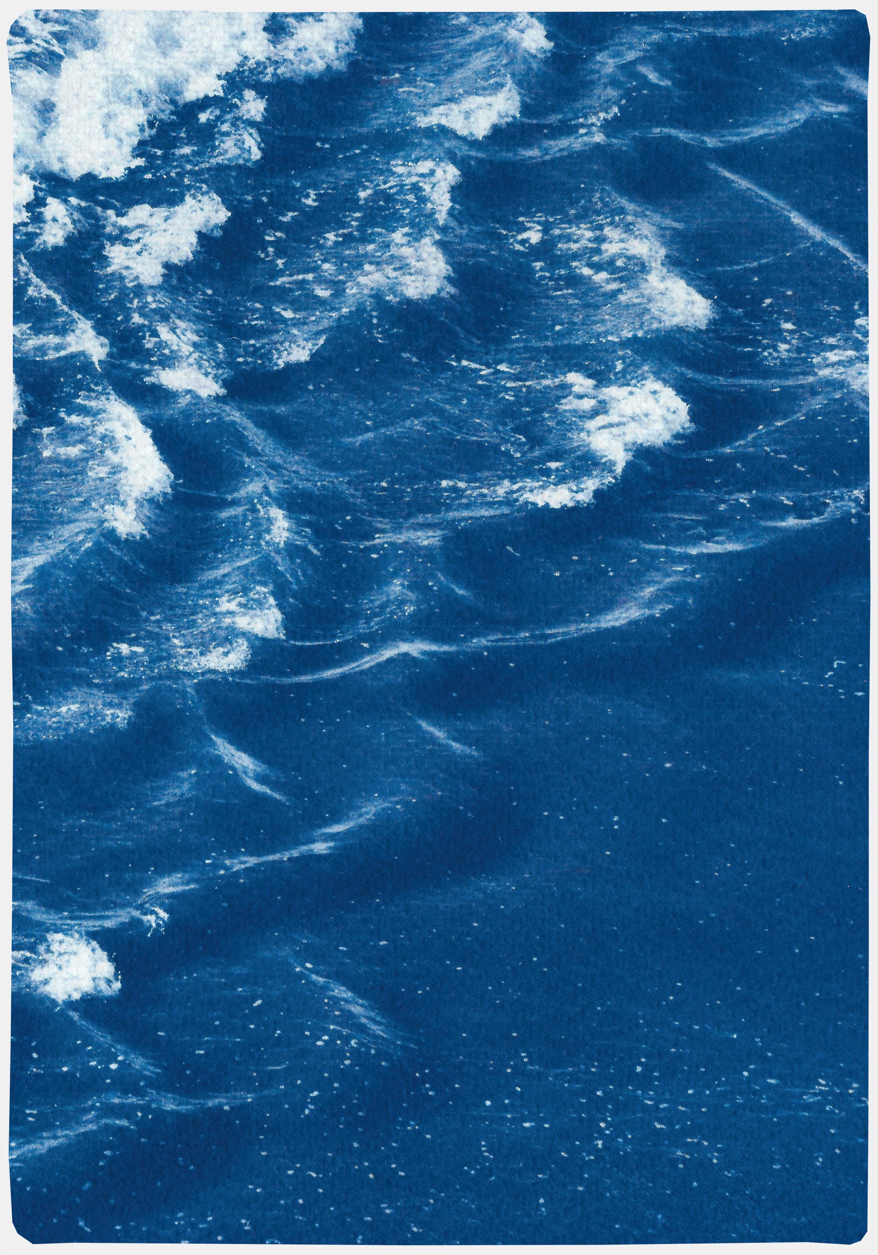 Blue Rolling Waves off Sidney, Seascape Diptych Cyanotype, Australian Coast Surf en vente 1