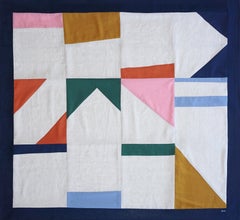 Crops de neige, œuvres d'art géométriques en patchwork, constructivisme blanc et bleu
