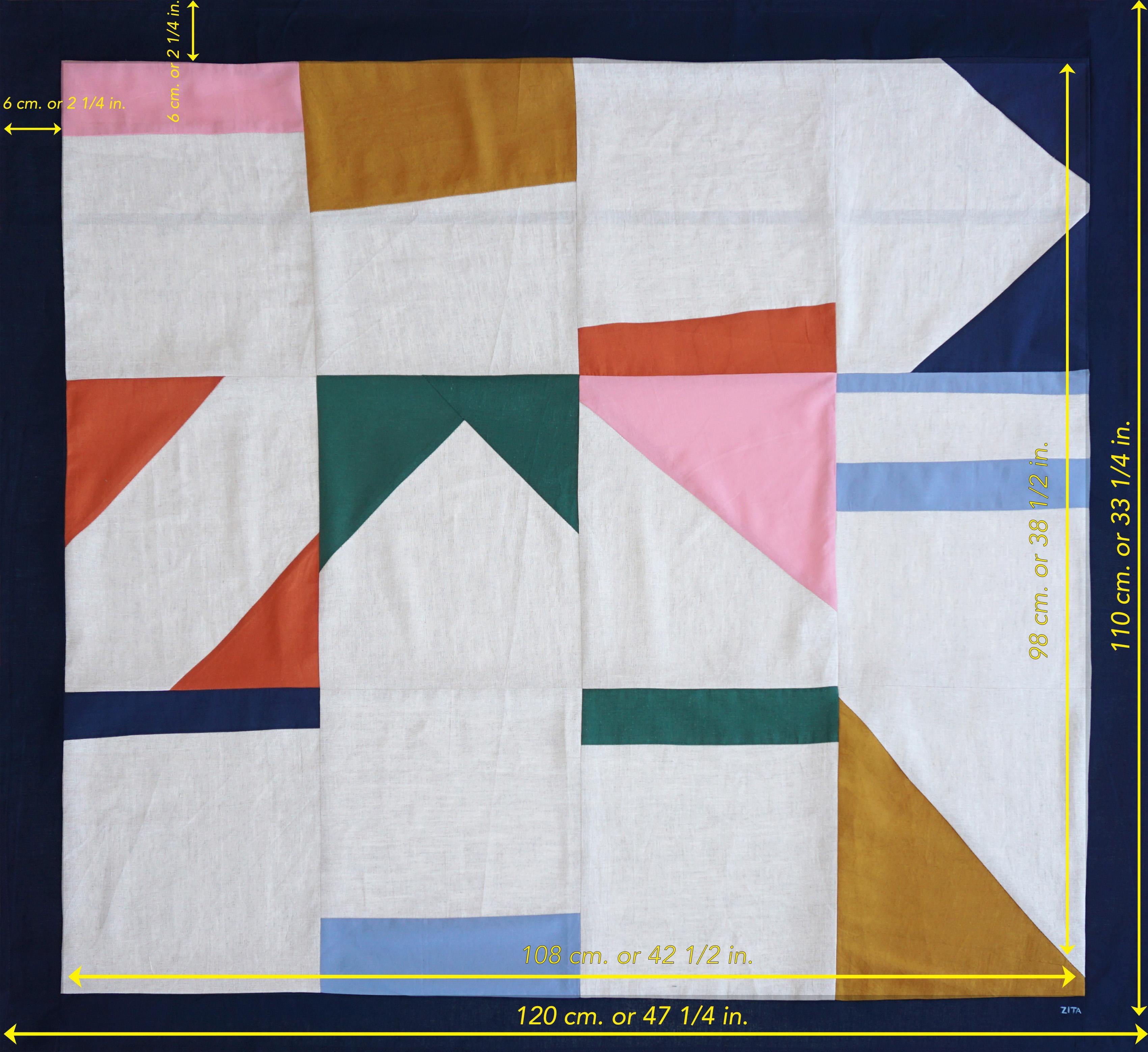 Crops de neige, œuvres d'art géométriques en patchwork, constructivisme blanc et bleu en vente 2