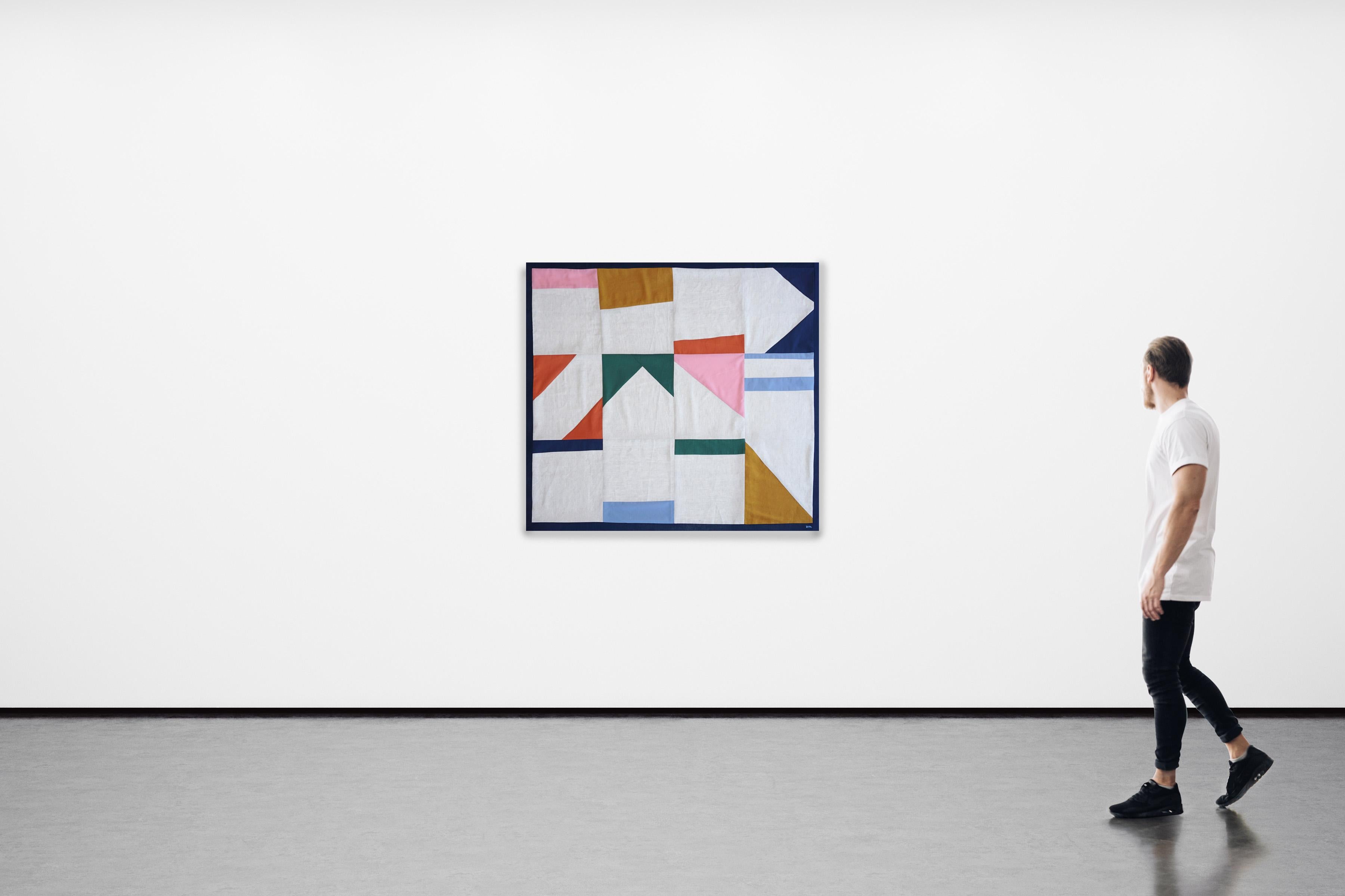 Crops de neige, œuvres d'art géométriques en patchwork, constructivisme blanc et bleu en vente 3