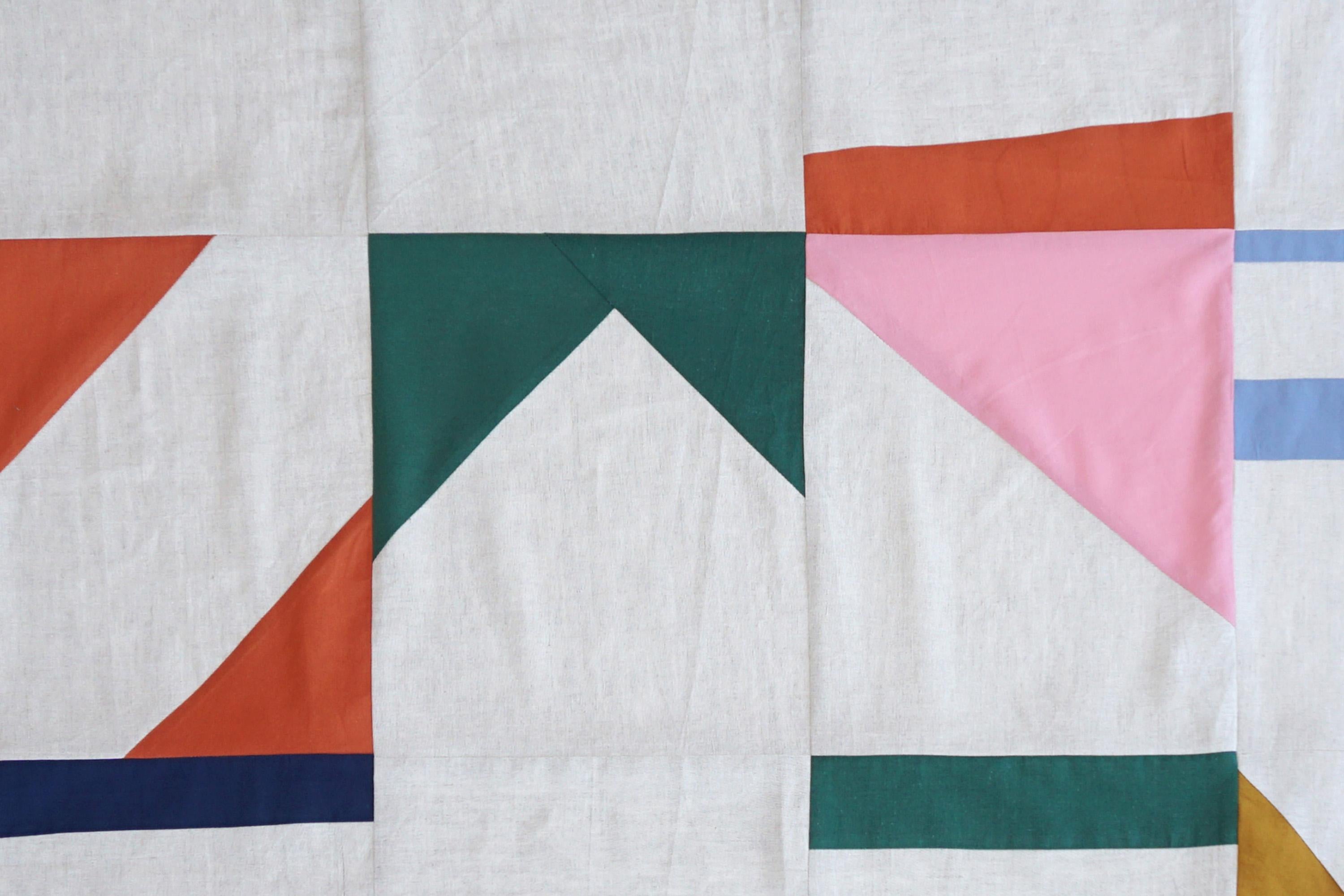 Crops de neige, œuvres d'art géométriques en patchwork, constructivisme blanc et bleu en vente 1