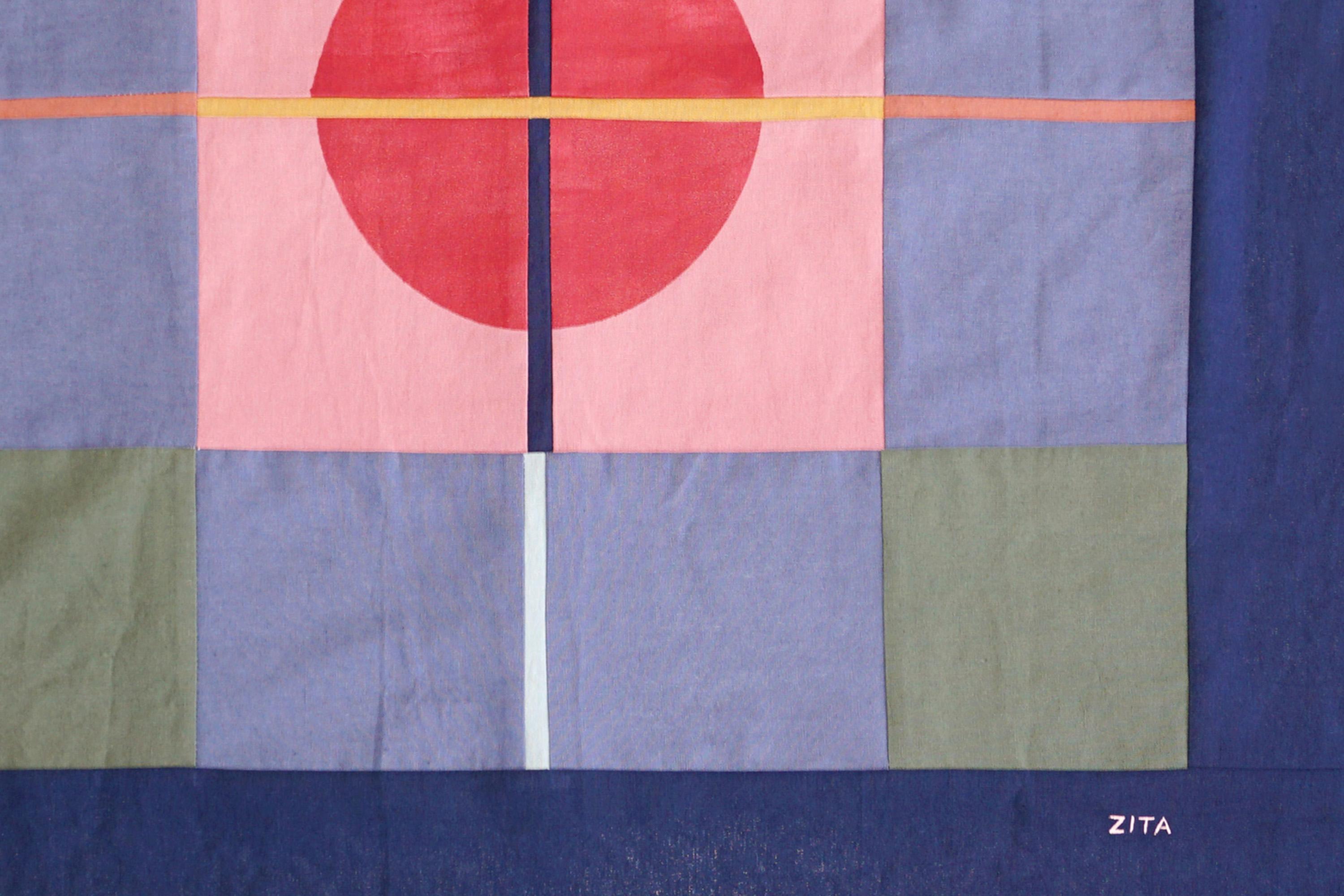 Copernican Revolution, Astronomy Style Patchwork, Blue Tones Geometric Shapes For Sale 6