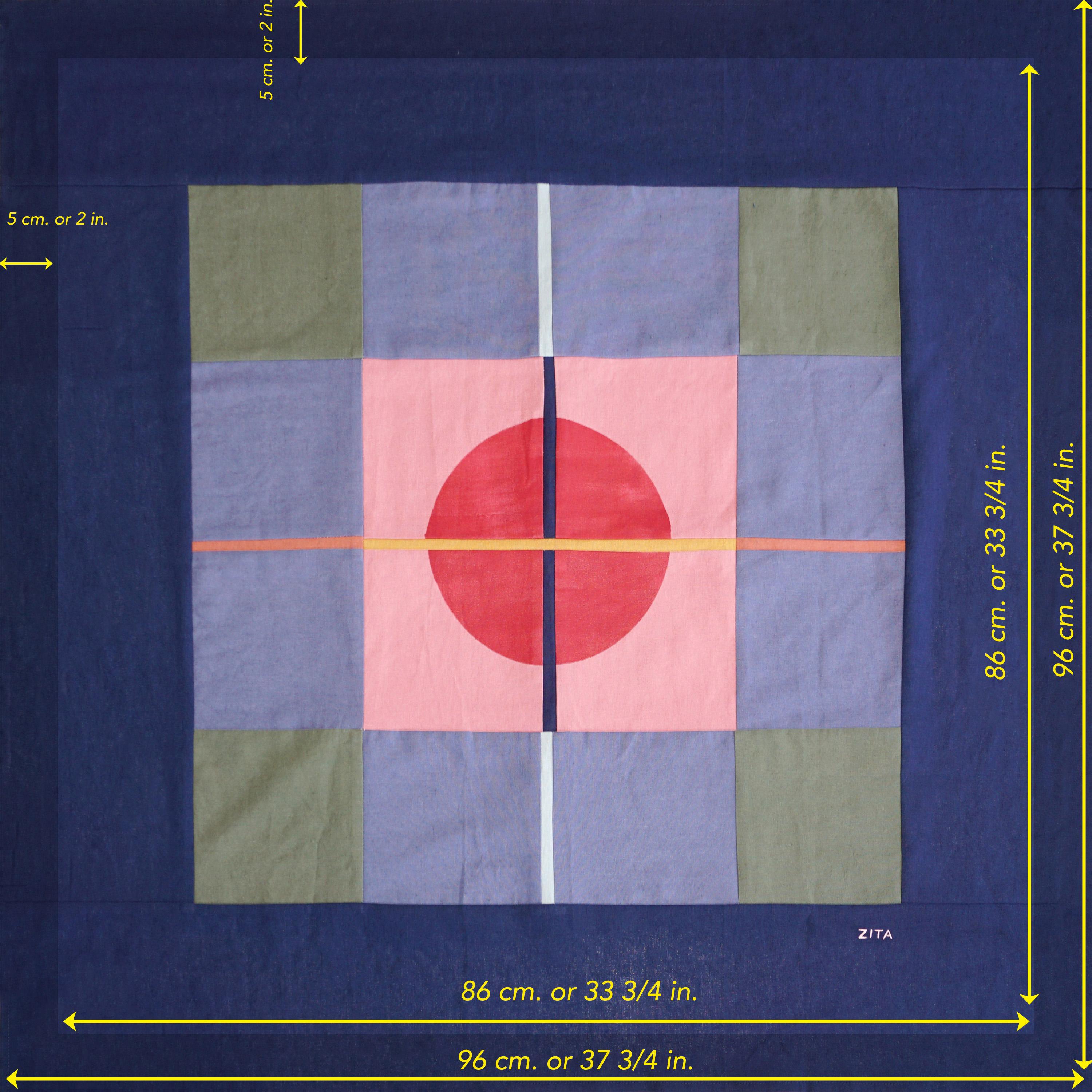Copernican Revolution, Astronomy Style Patchwork, Blue Tones Geometric Shapes For Sale 1