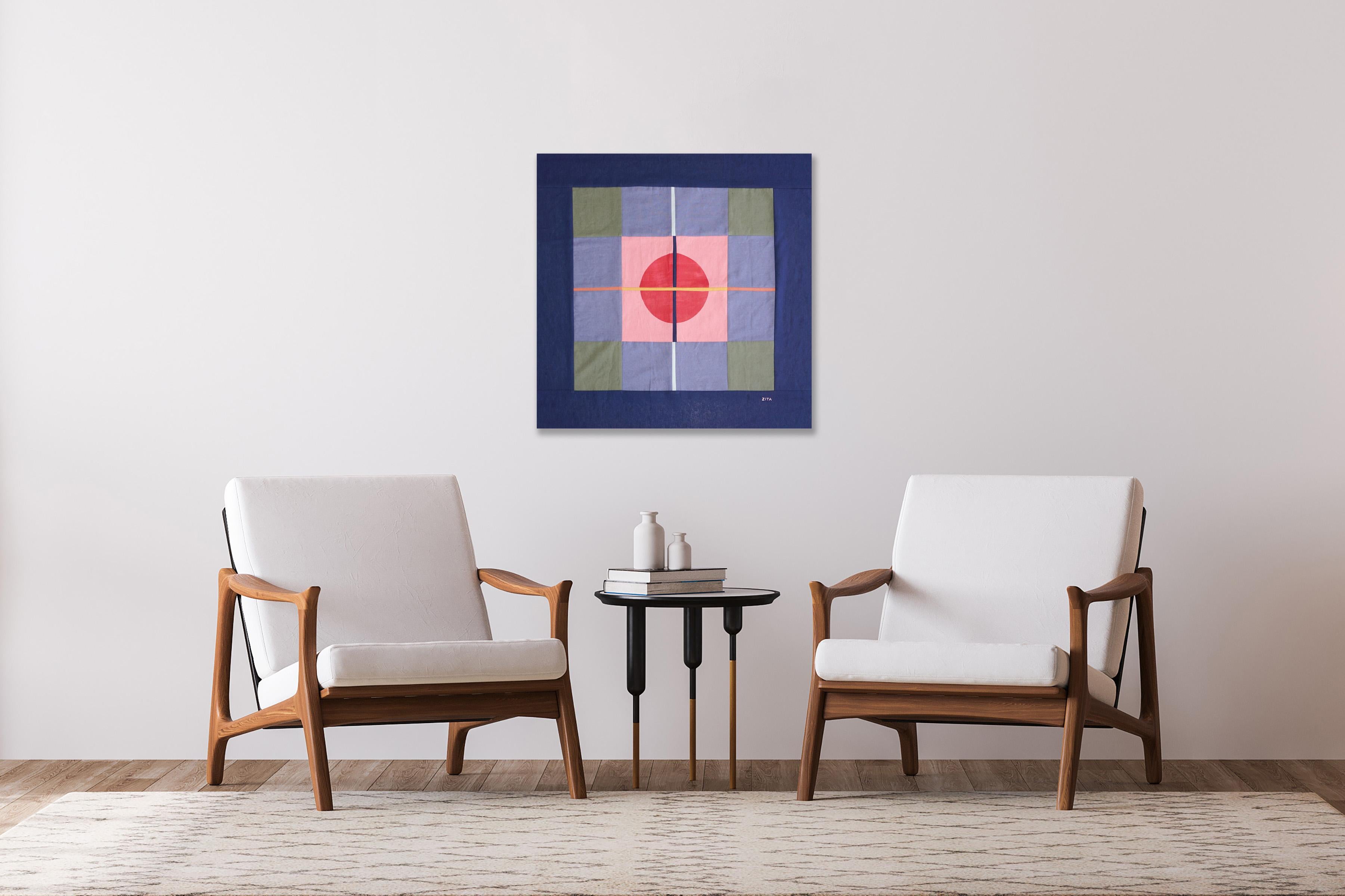 Copernican Revolution, Astronomy Style Patchwork, Blue Tones Geometric Shapes - Abstract Geometric Art by Zita Chocarro