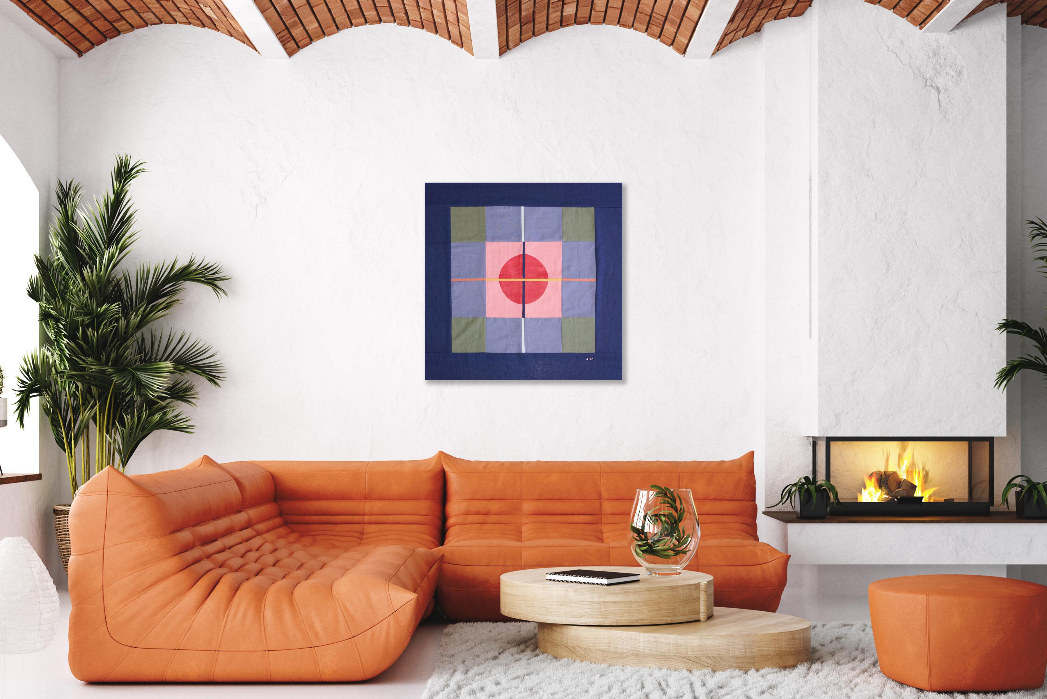 Copernican Revolution, Astronomy Style Patchwork, Blue Tones Geometric Shapes For Sale 3