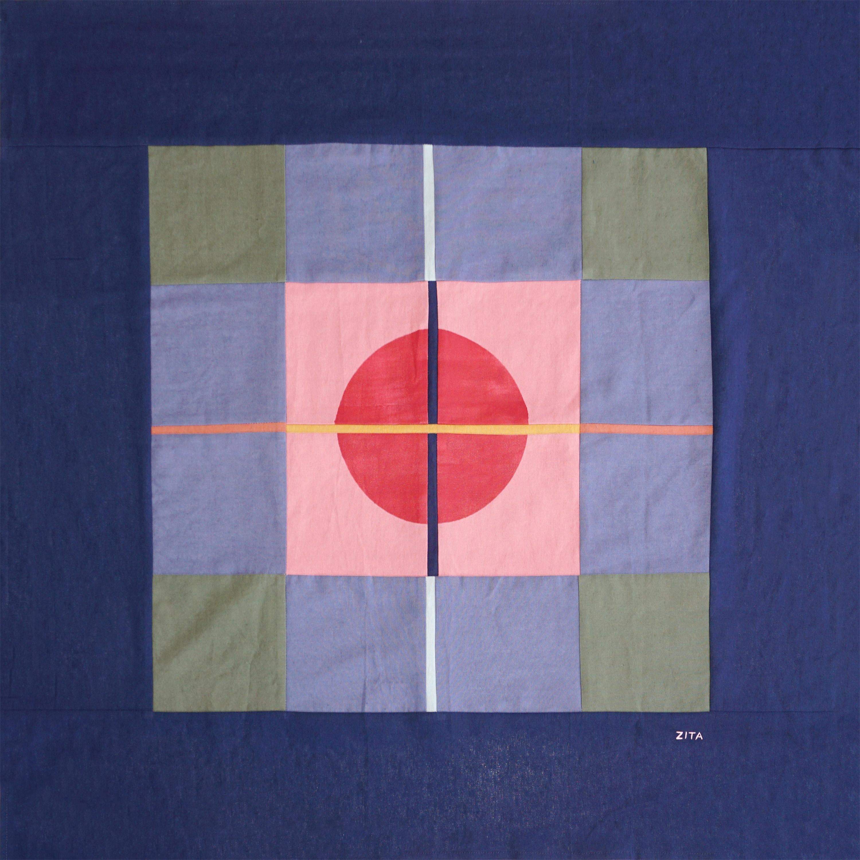 Copernican Revolution, Astronomy Style Patchwork, Blue Tones Geometric Shapes - Art by Zita Chocarro