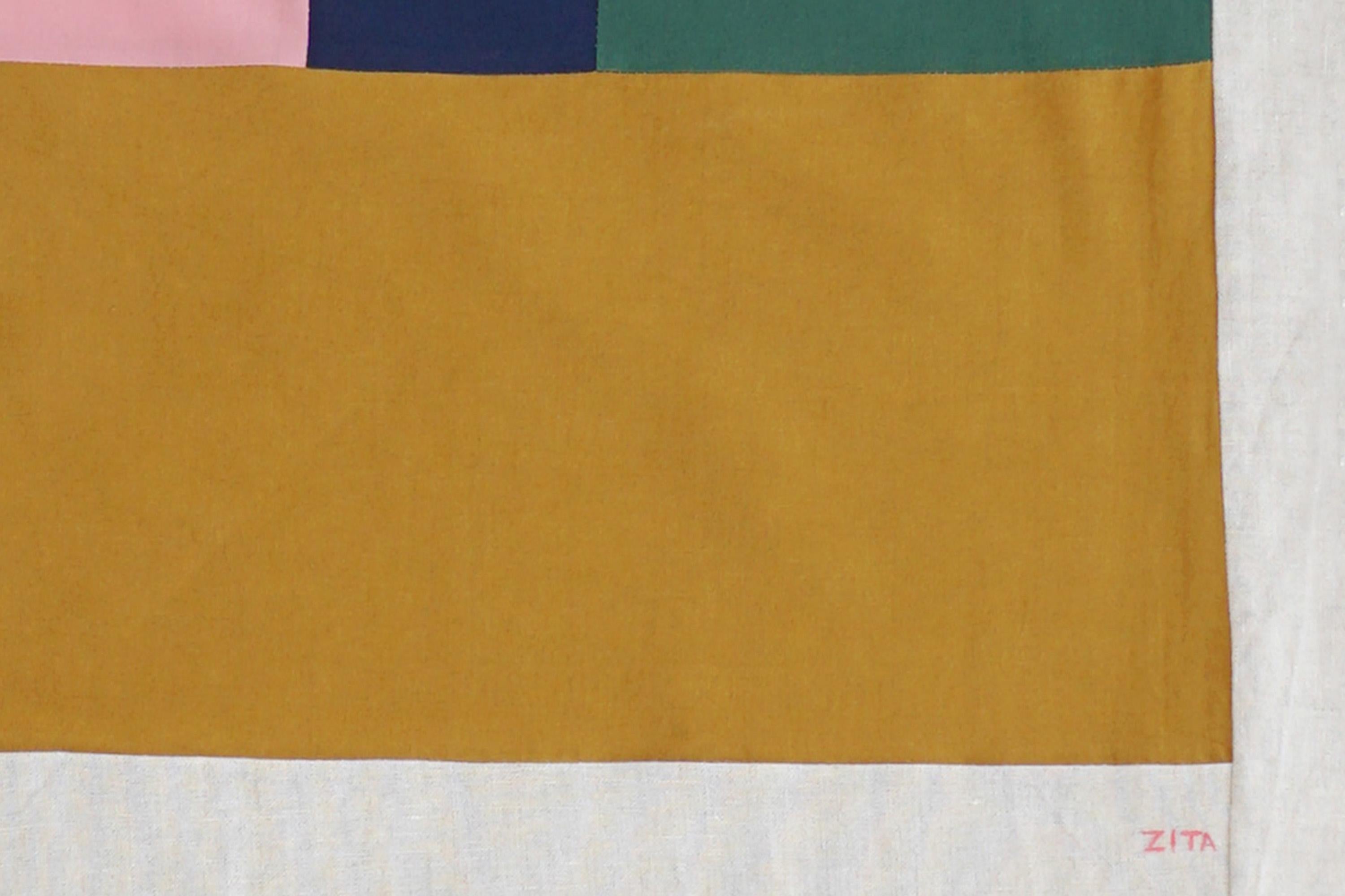 Quiet Room from Above, Bauhaus Geometric Interior, Nude Tones Patchwork, 2024 For Sale 5