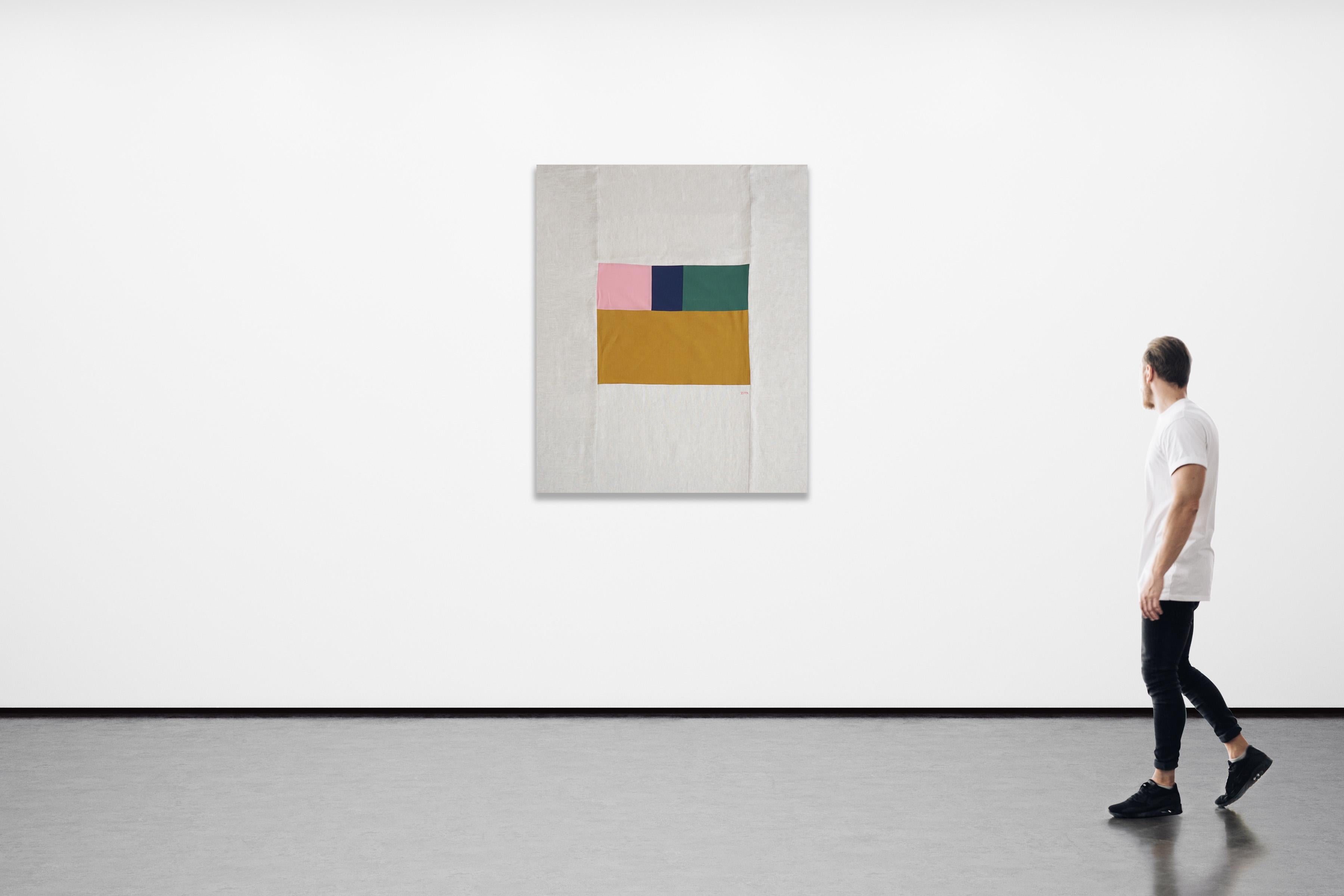 Quiet Room from Above, Bauhaus Geometric Interior, Nude Tones Patchwork, 2024 For Sale 1