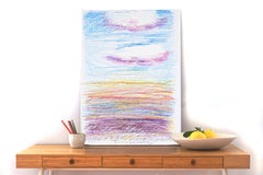 Due nuvole, Disegno espressionista su carta acquerellata, Paesaggio marino, Paesaggio Naïf