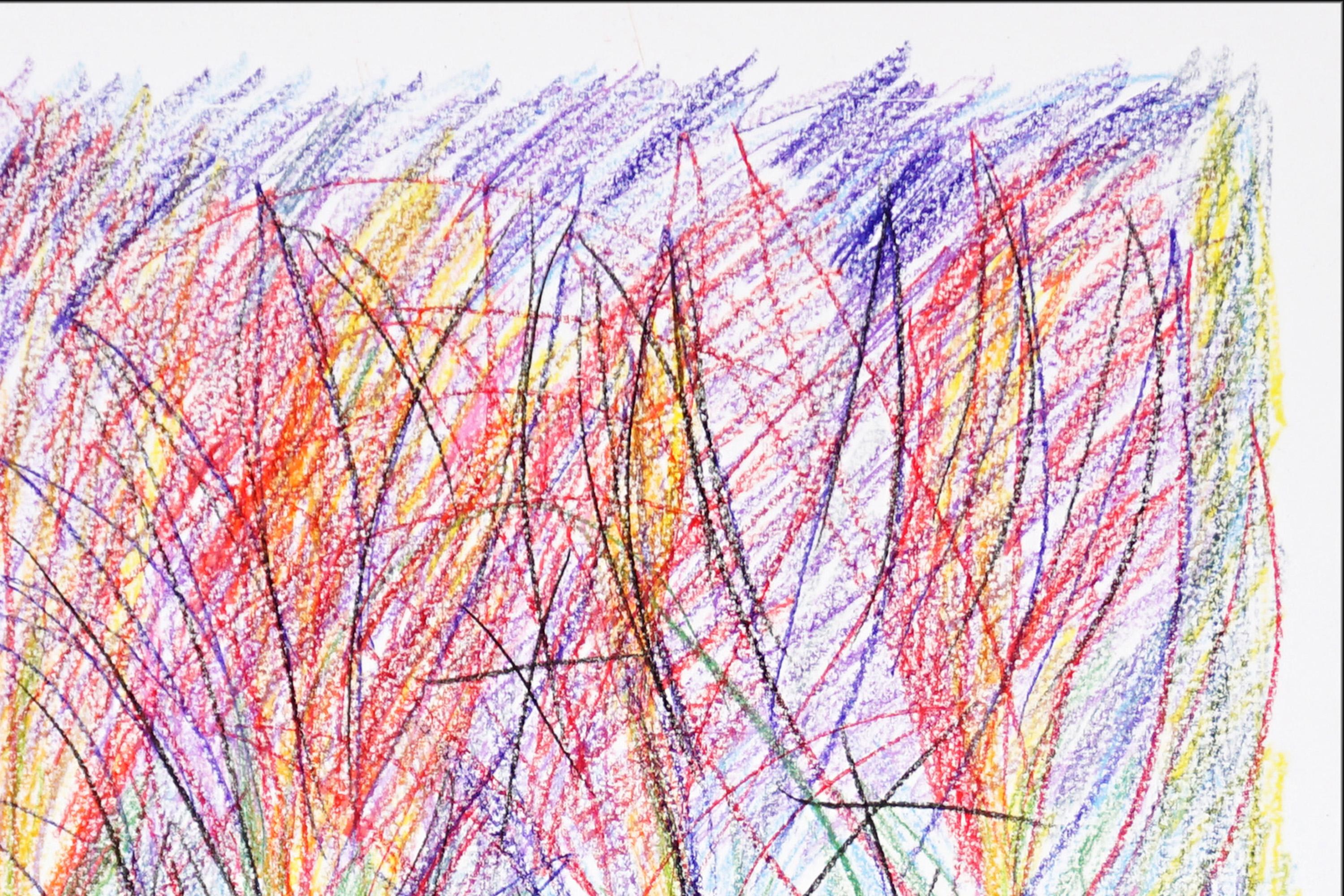 Fleurs sauvages, fleurs expressionnistes abstraites, dessin contemporain sur papier, 2024. en vente 2