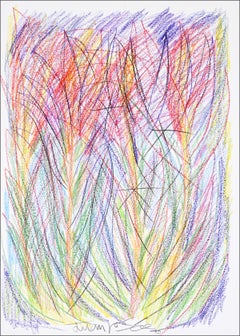 Fiori selvatici, fiori astratti espressionisti, disegno contemporaneo su carta, 2024
