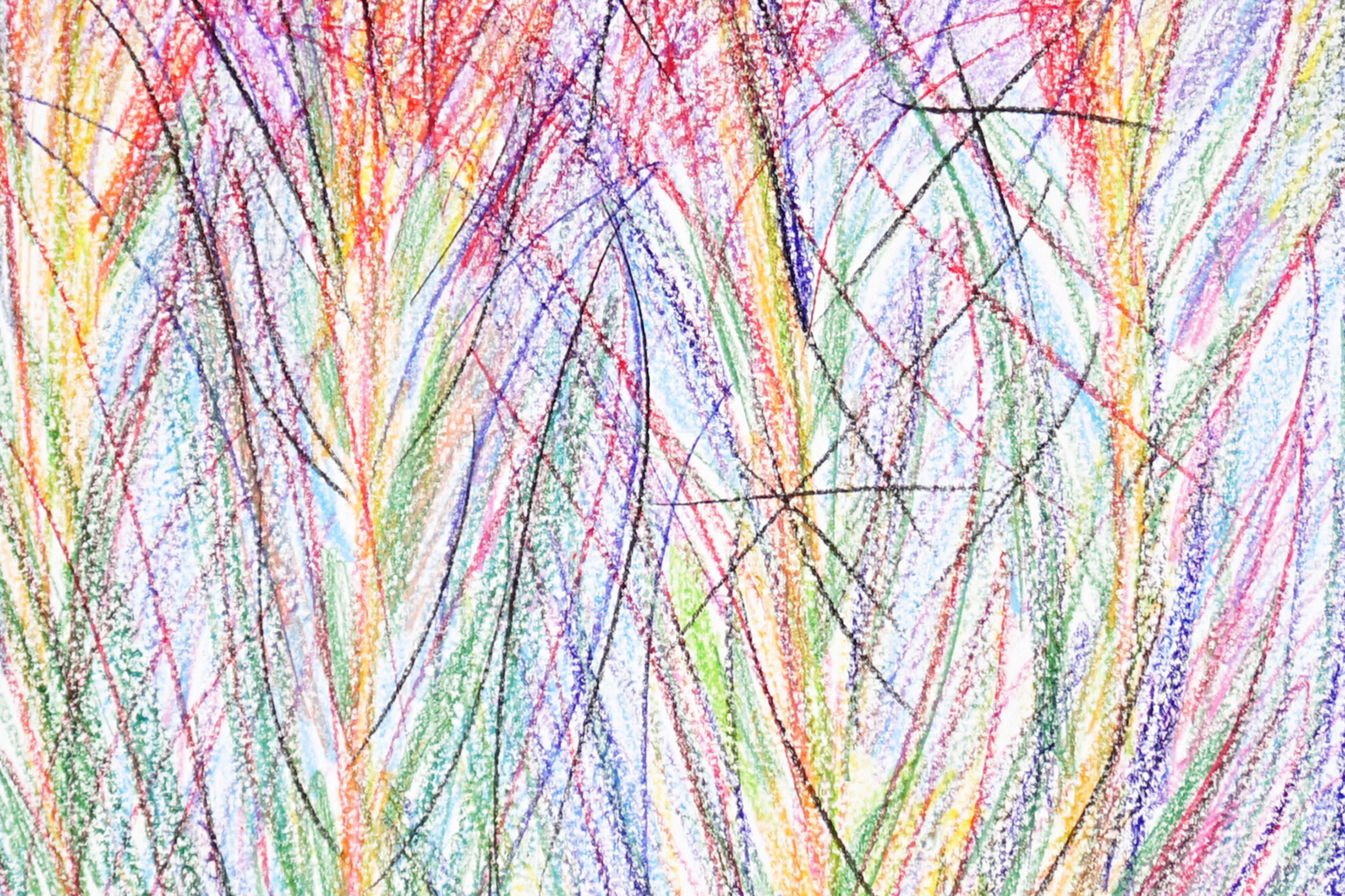 Fleurs sauvages, fleurs expressionnistes abstraites, dessin contemporain sur papier, 2024. en vente 3