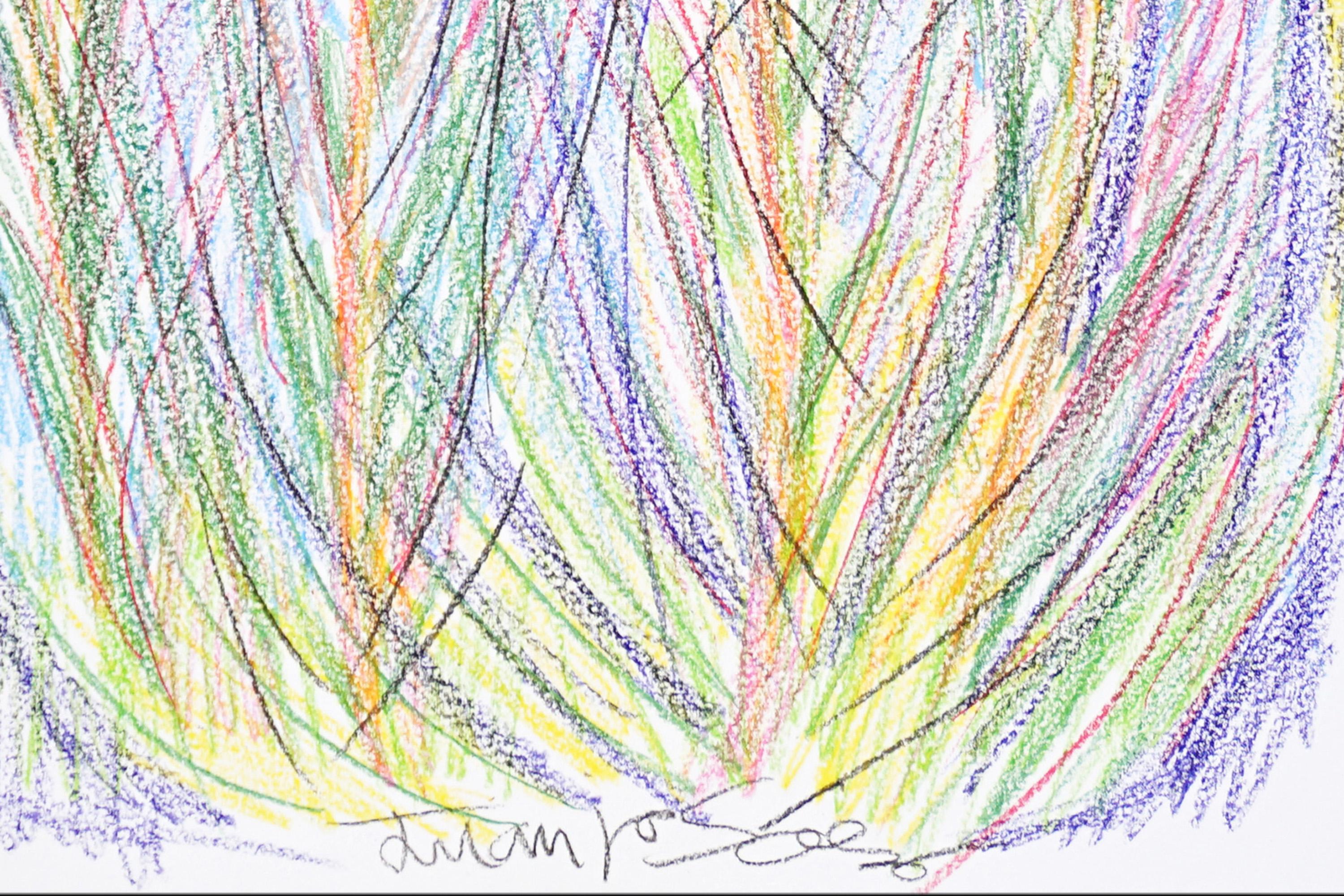 Fleurs sauvages, fleurs expressionnistes abstraites, dessin contemporain sur papier, 2024. en vente 4