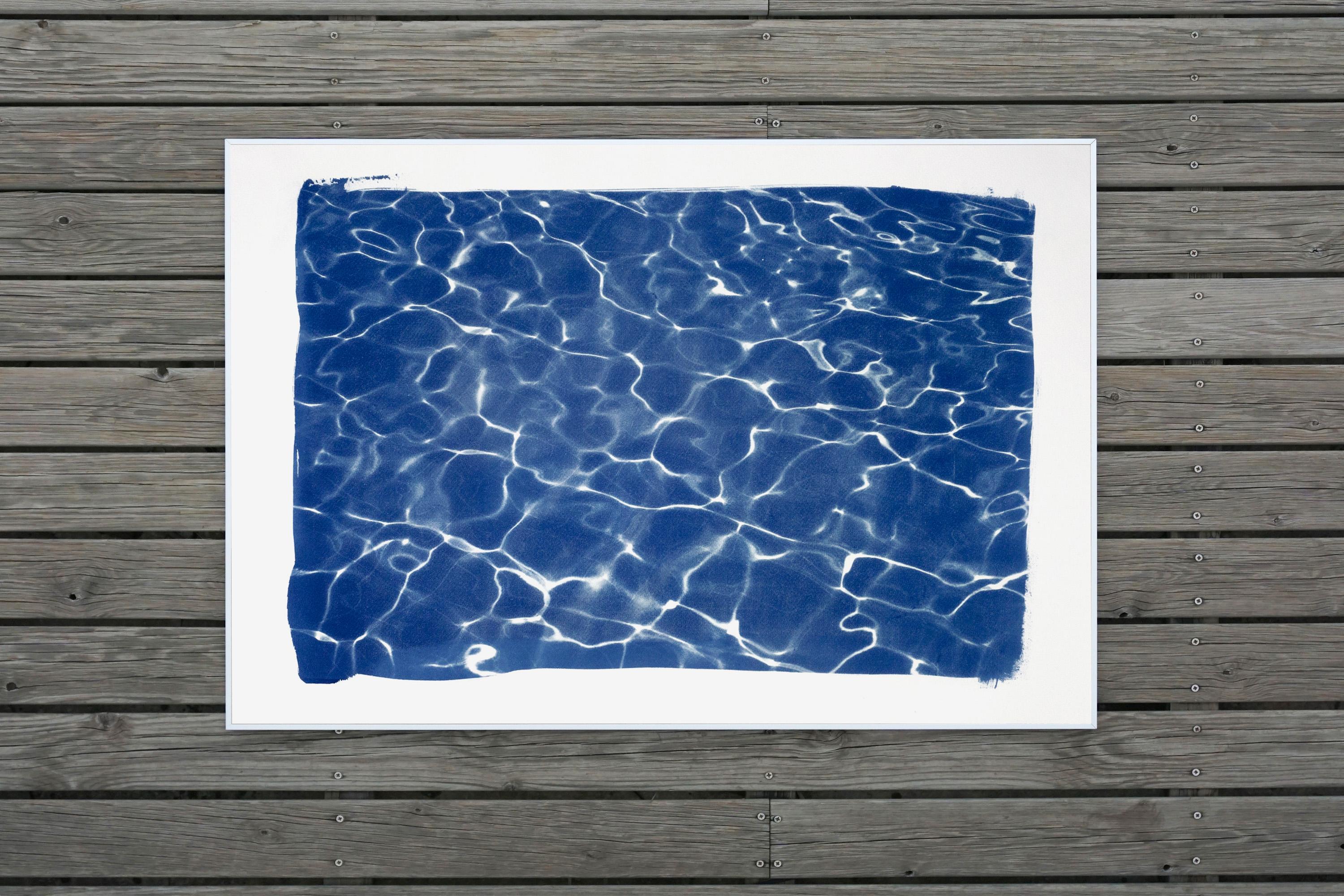 Hollywood Pool House Glow, esclusiva stampa cianotipica fatta a mano di motivi blu in vendita 1