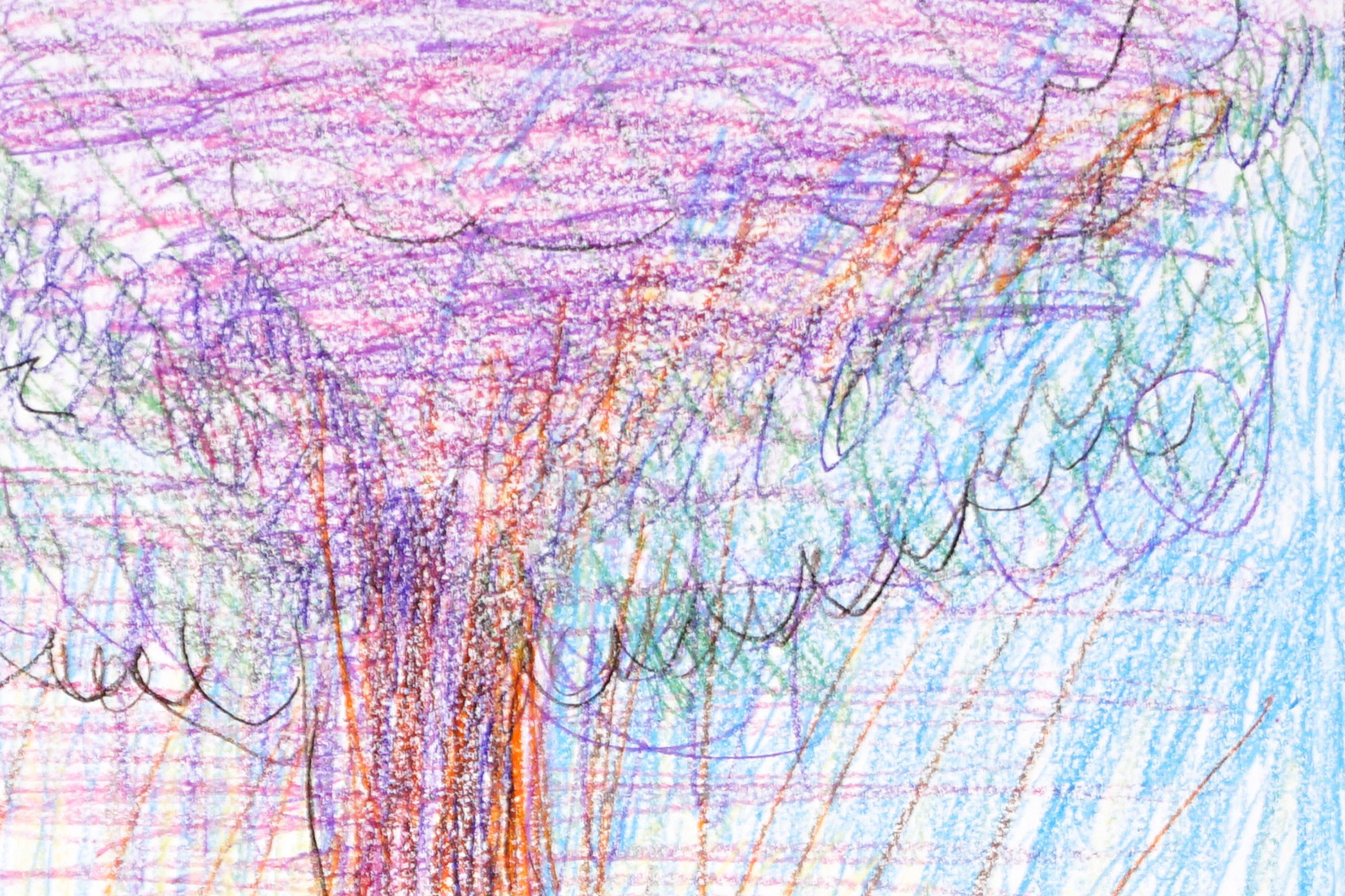 L'albero della vita, disegno espressionista su carta acquerellata con toni morbidi in vendita 2