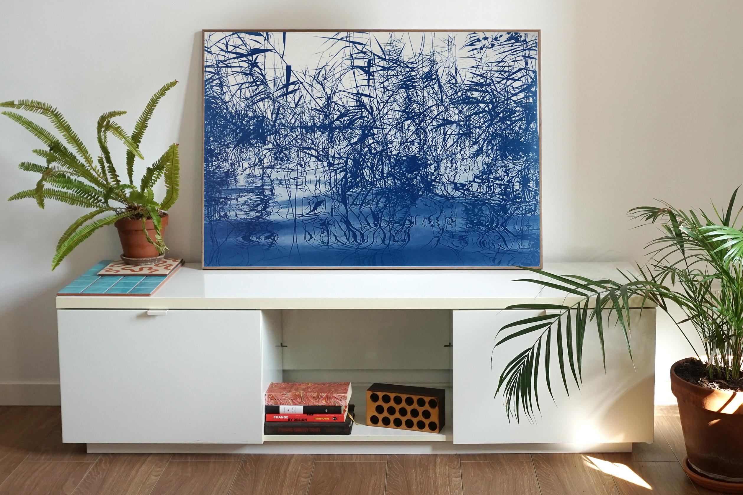 Mystic Louisiana Marsh Landscape in Blue Tones, Tirage cyanotype en édition limitée - Print de Kind of Cyan