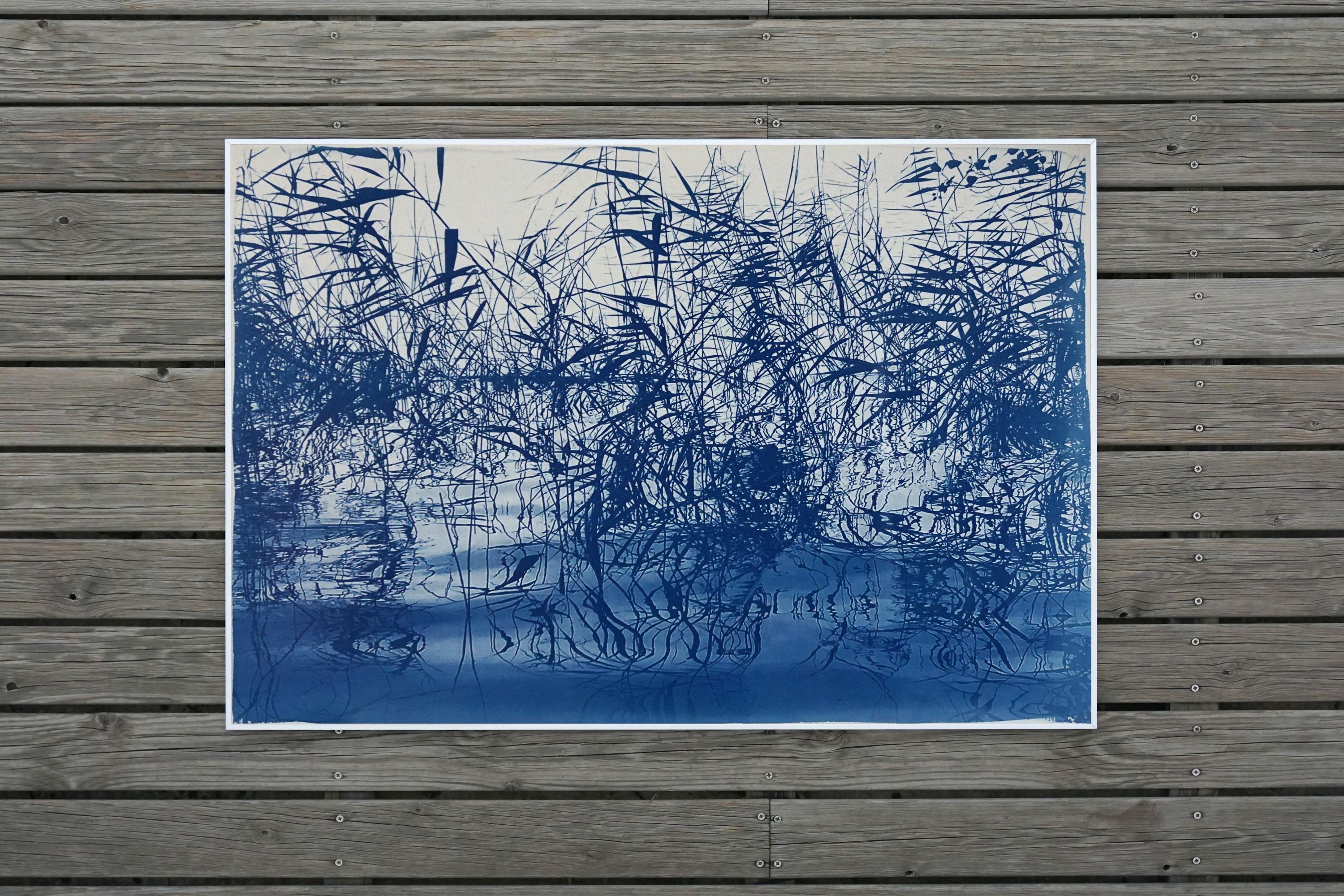 Mystic Louisiana Marsh Landscape in Blue Tones, Tirage cyanotype en édition limitée en vente 2