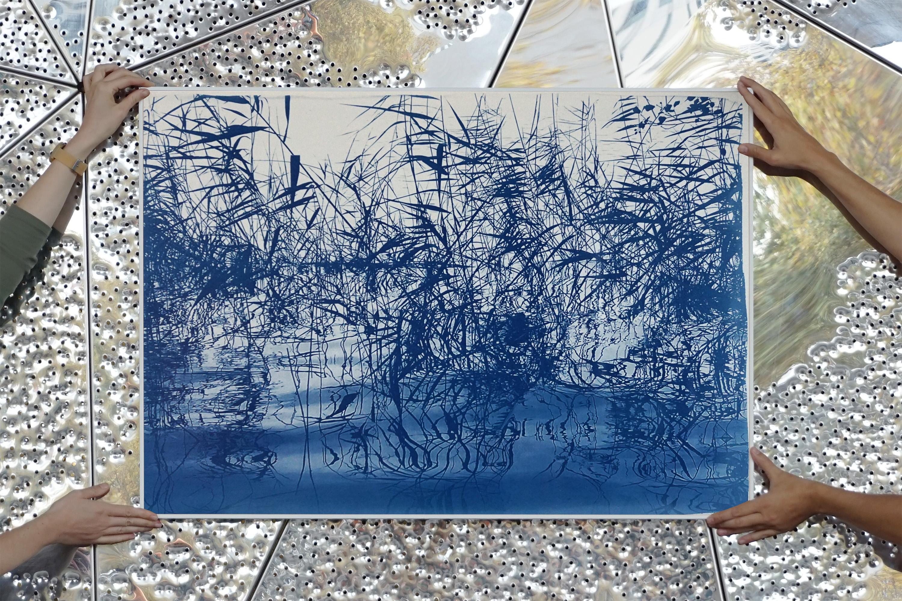 Mystic Louisiana Marsh Landscape in Blue Tones, Tirage cyanotype en édition limitée en vente 3