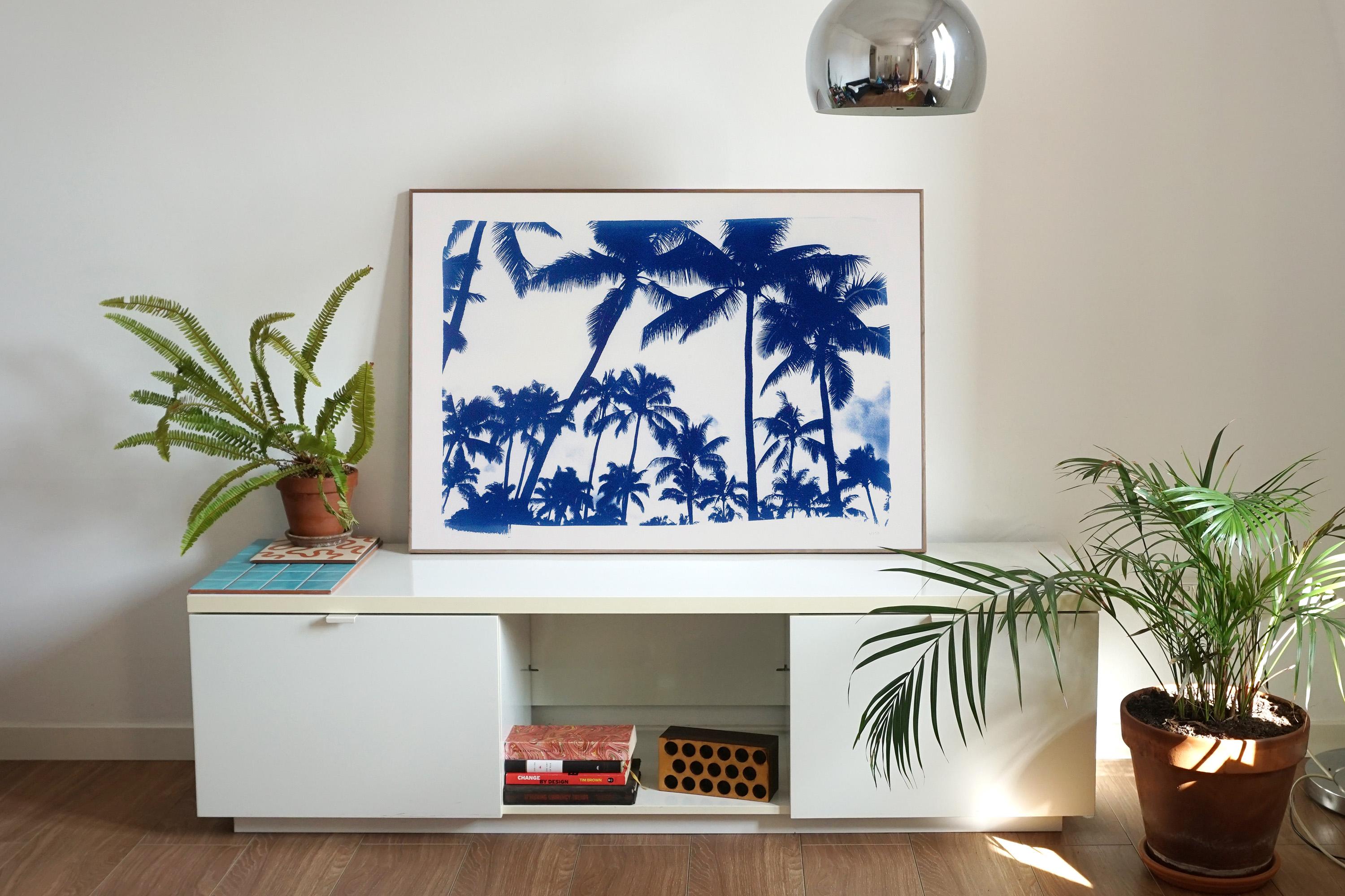Acapulco Palm Sunset, Cyanotype on Watercolor Paper, 100x70cm, Limited Edition  - Print by Kind of Cyan