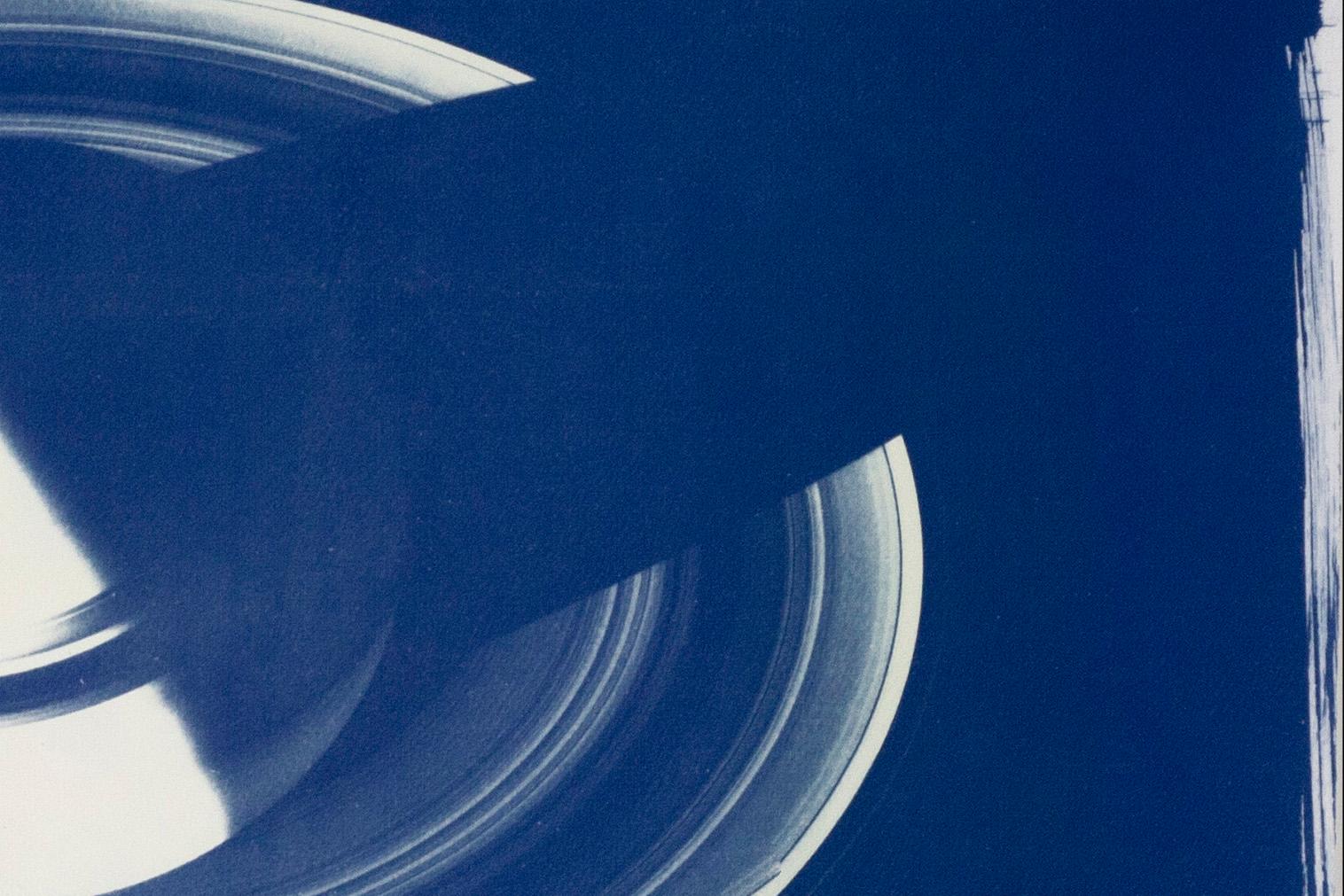 Saturn With Rings, Cyanotype on Watercolor Paper, 100x70cm, Space Art 4