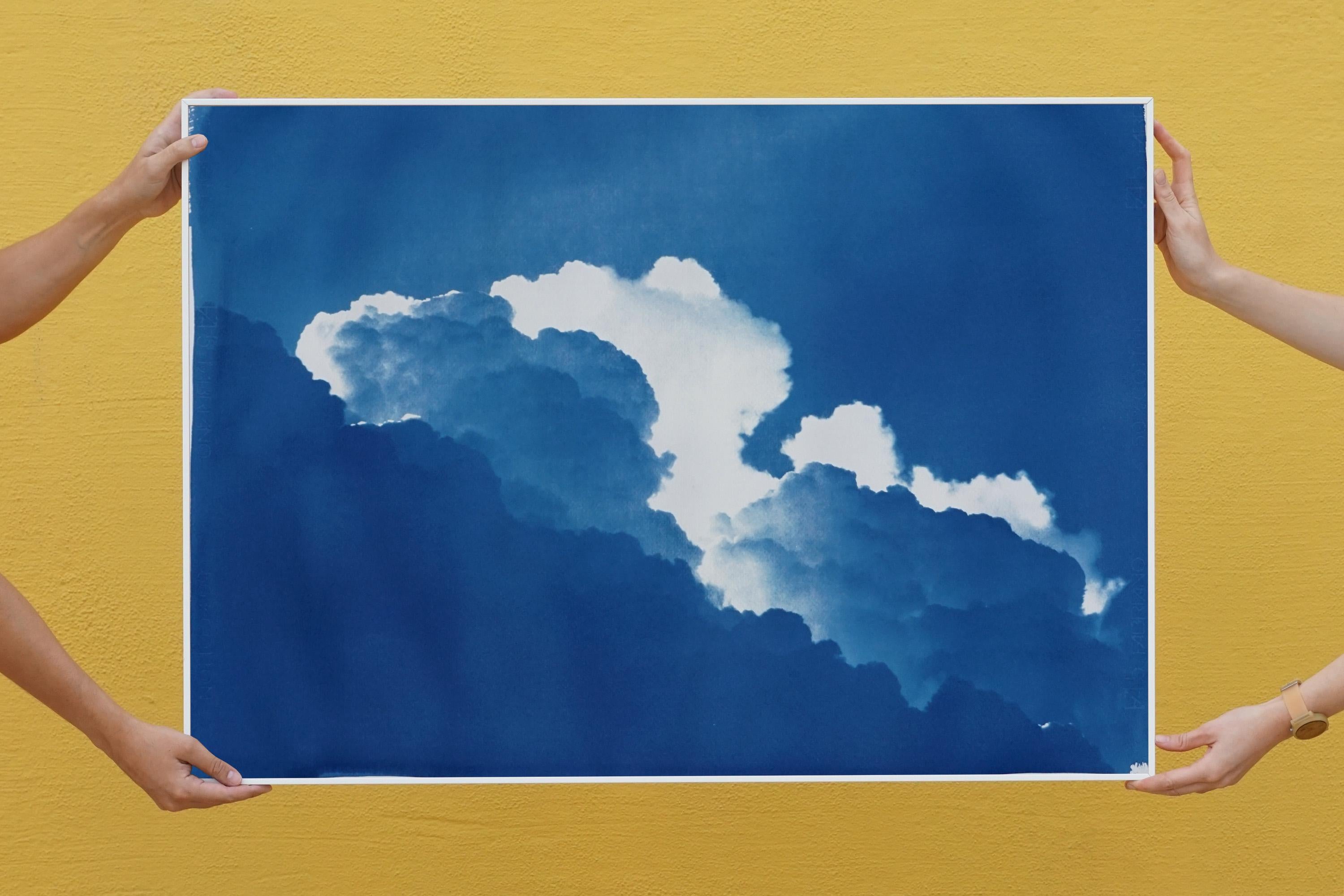 Yves Klein Clouds, Cyanotype on Watercolor Paper, 100x70cm, Blue Art, Landscape  2