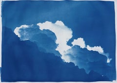 Yves Klein Clouds, Cyanotype on Watercolor Paper, 100x70cm, Blue Art, Landscape 