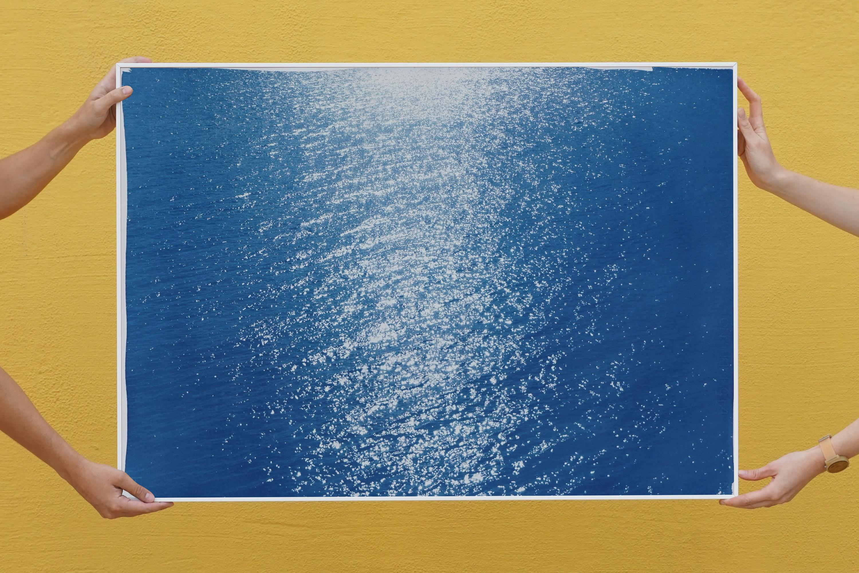 This is an exclusive handprinted limited edition cyanotype.
Splendid Italian seascape showing the sun's reflection on the Mediterranean Sea.

Details:
+ Title: Tuscany Sea Reflections
+ Year: 2019
+ Edition Size: 50
+ Stamped and Certificate of