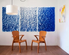 Triptych, French Riviera Cove, Cyanotype on Watercolor Paper, 100x210cm, Ocean