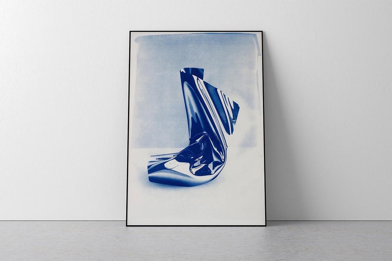 Clear Plastic nº1, Contemporary Cyanotype on Watercolor Paper, 70x50cm, Minimal - Art by Kind of Cyan