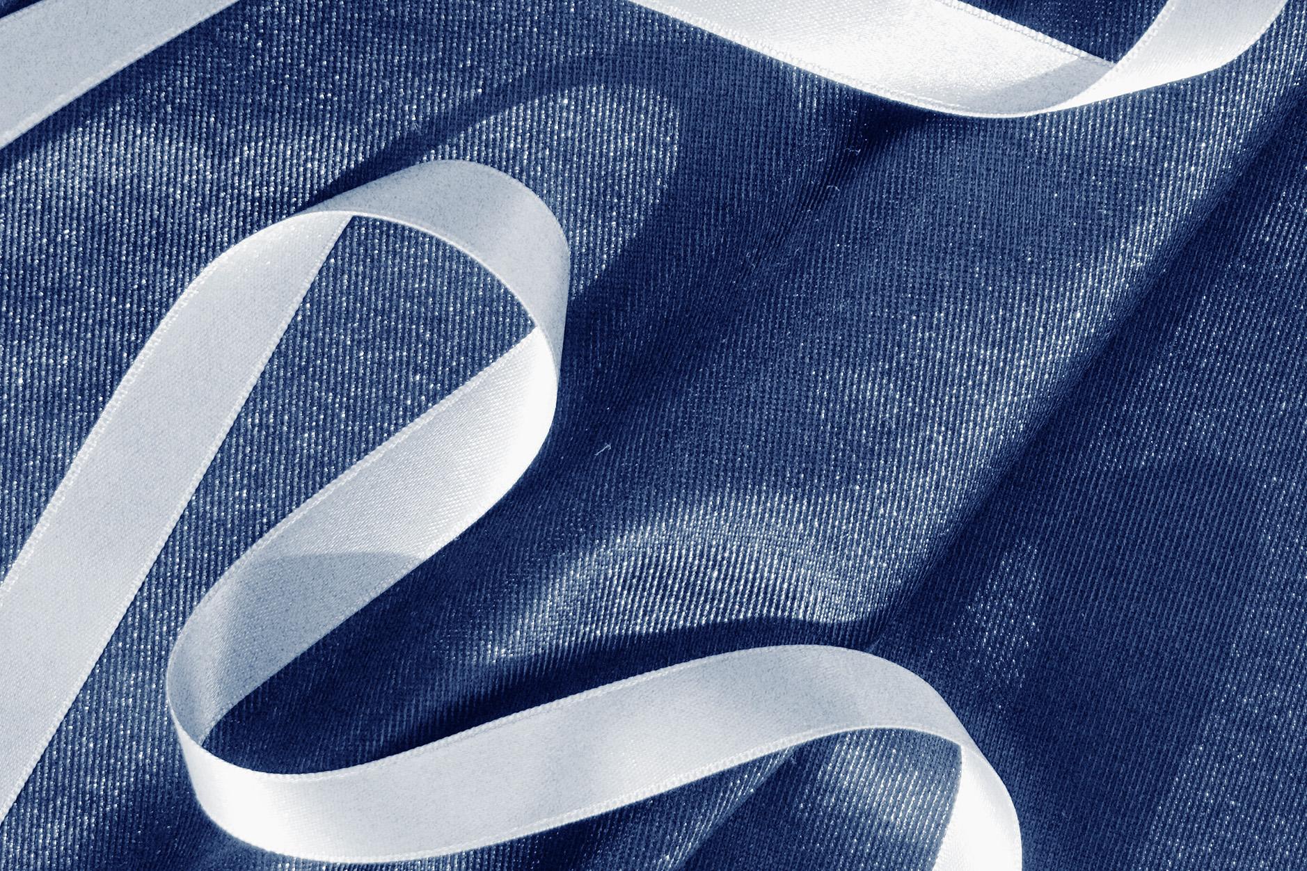 Classic Blue Cloth with Ribbon, Spiral Ballet Detail, Minimal Deep Blue Print 3