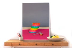 Naif Contemporary Still Life Playground, Giclée Print, Magenta and Grey Regency