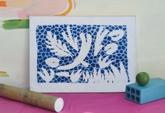 Botanical Garden Shapes on Animal Print Background, Handmade Photogram or Mono