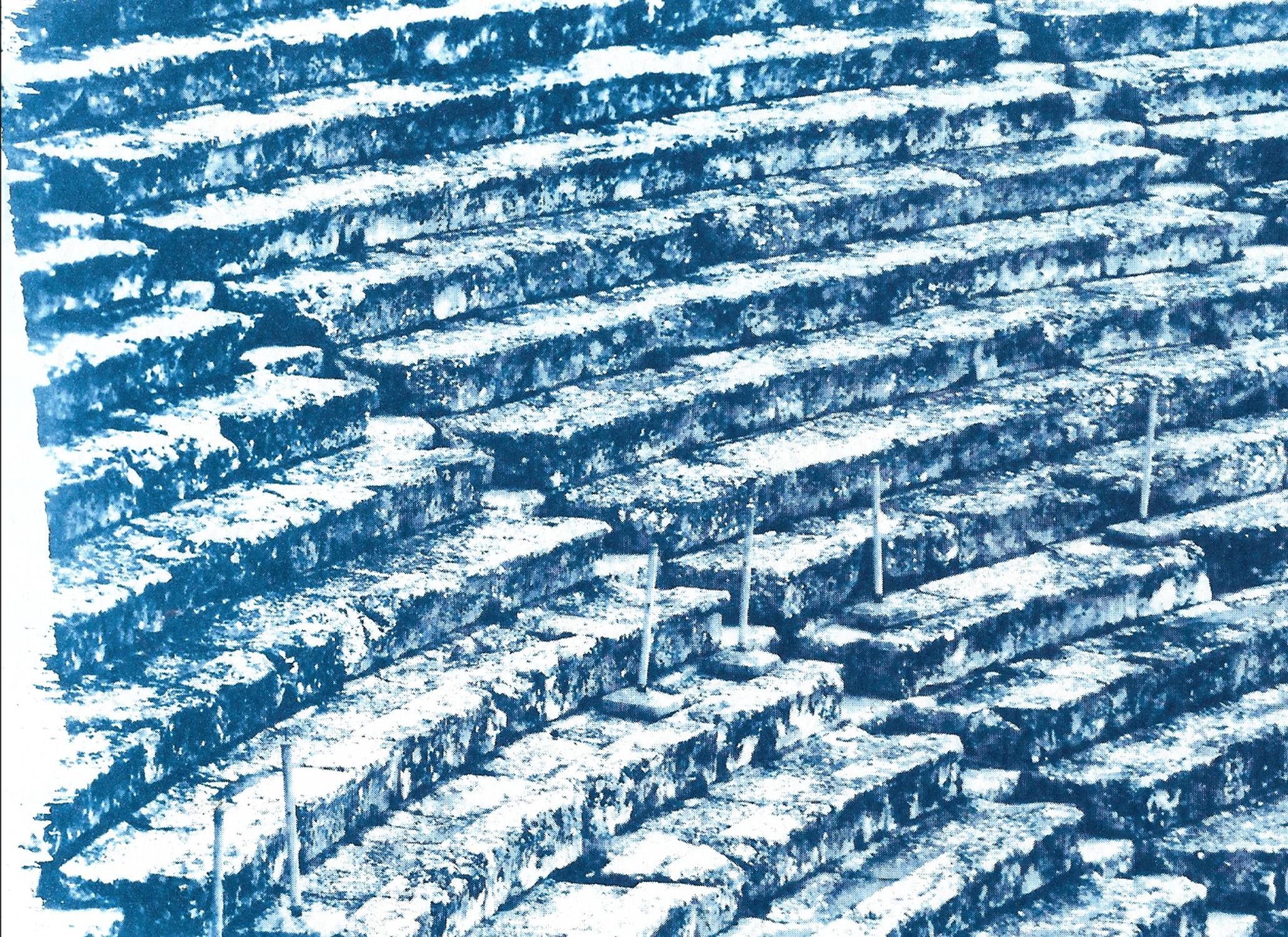 This is an exclusive handprinted limited edition cyanotype.

Details:
+ Title: Ancient Roman Amphitheater 
+ Year: 2019
+ Edition Size: 50
+ Stamped and Certificate of Authenticity provided
+ Measurements : 70x100 cm (28x 40 in.), a standard frame