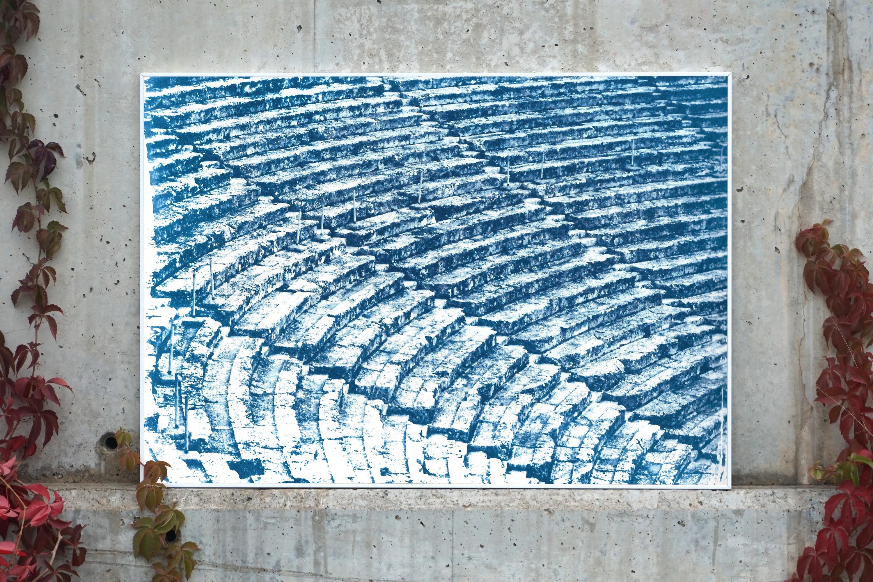 Diptych of Ancient Theaters, 200cmx70cm Cyanotypes, Greek and Roman Architecture - Modern Print by Kind of Cyan