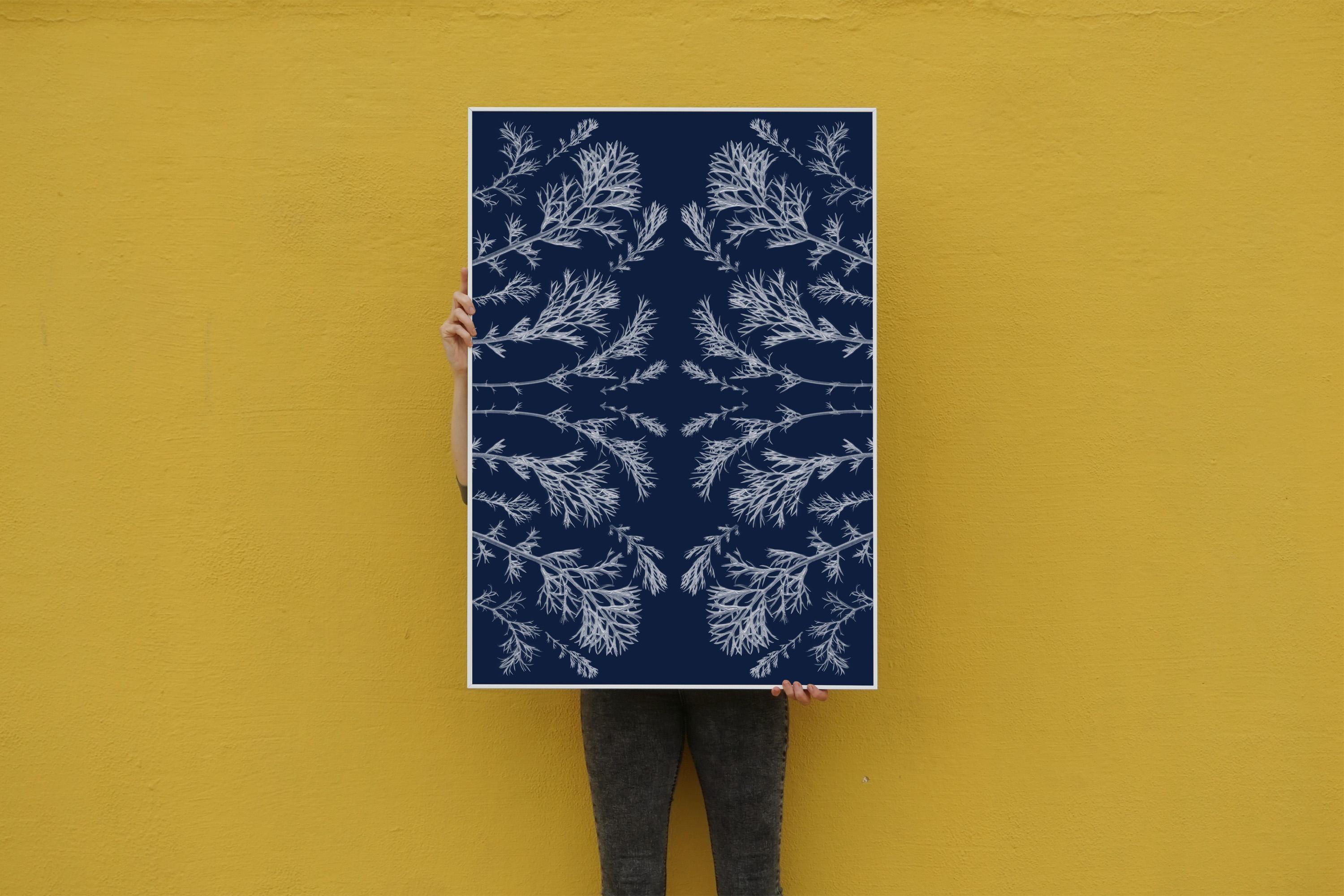 Plant pressed Cyanotype, Kaleidoscopic, Handmade in Sunlight, Limited Edition  - American Modern Print by Kind of Cyan