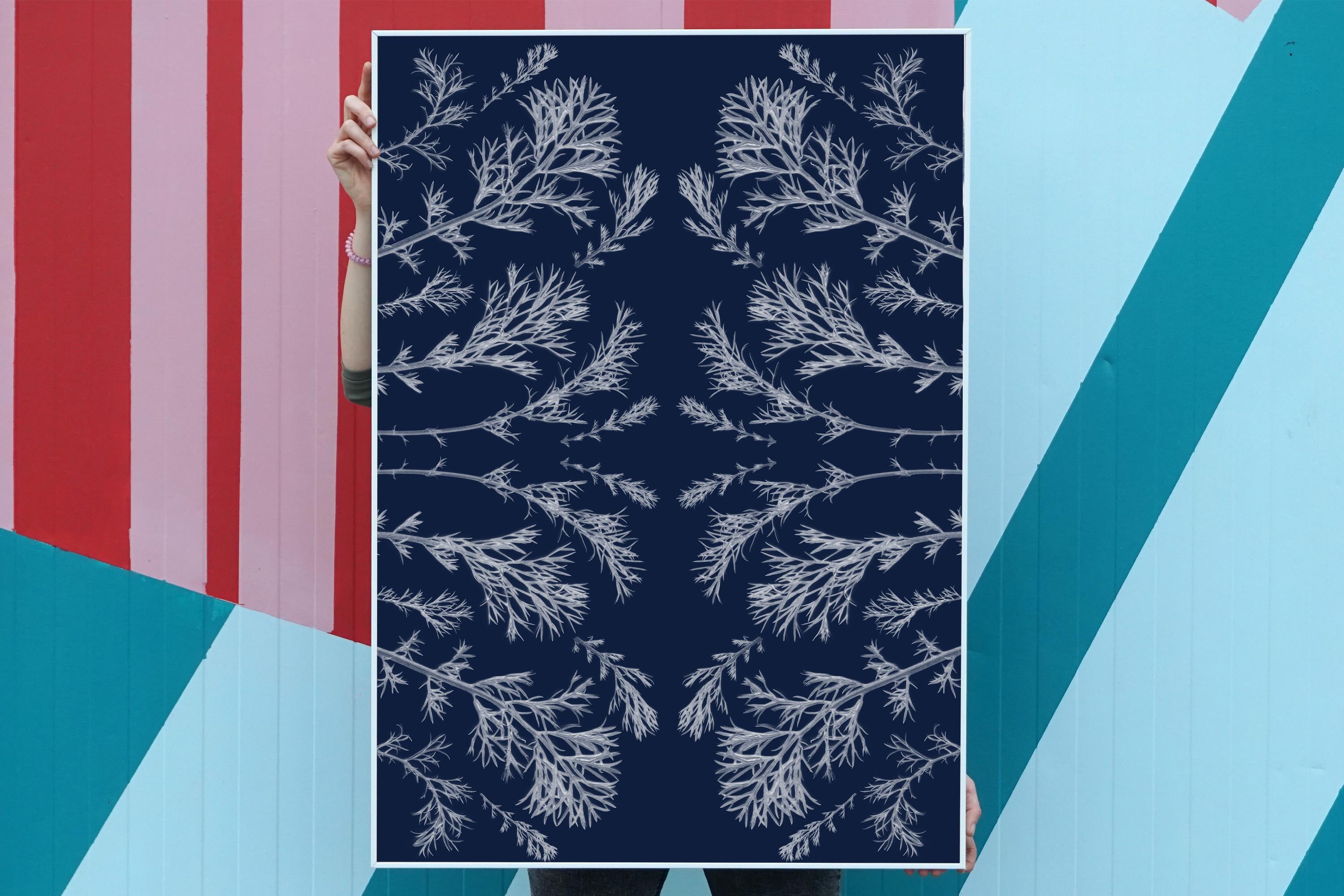 Plant pressed Cyanotype, Kaleidoscopic, Handmade in Sunlight, Limited Edition  - Black Landscape Print by Kind of Cyan