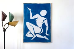 D'inspiration pour les découpes de Matisse:: cyanotype classique d'un nu bleu sur papier aquarelle