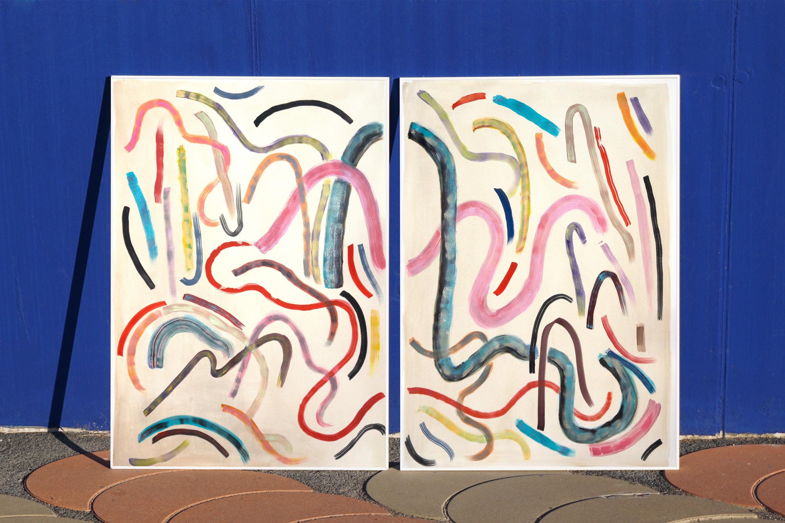 Loose Colorful Gestures, 100x140 cm Diptych, Mixed Media on Watercolor Paper 4