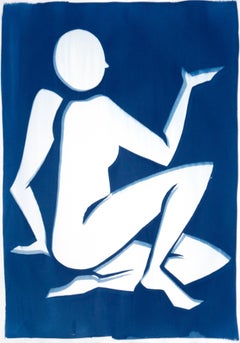 Blue Nude Matisse Inspiration, Cutout Cyanotype on Paper, Yves Klein Blue, 2020