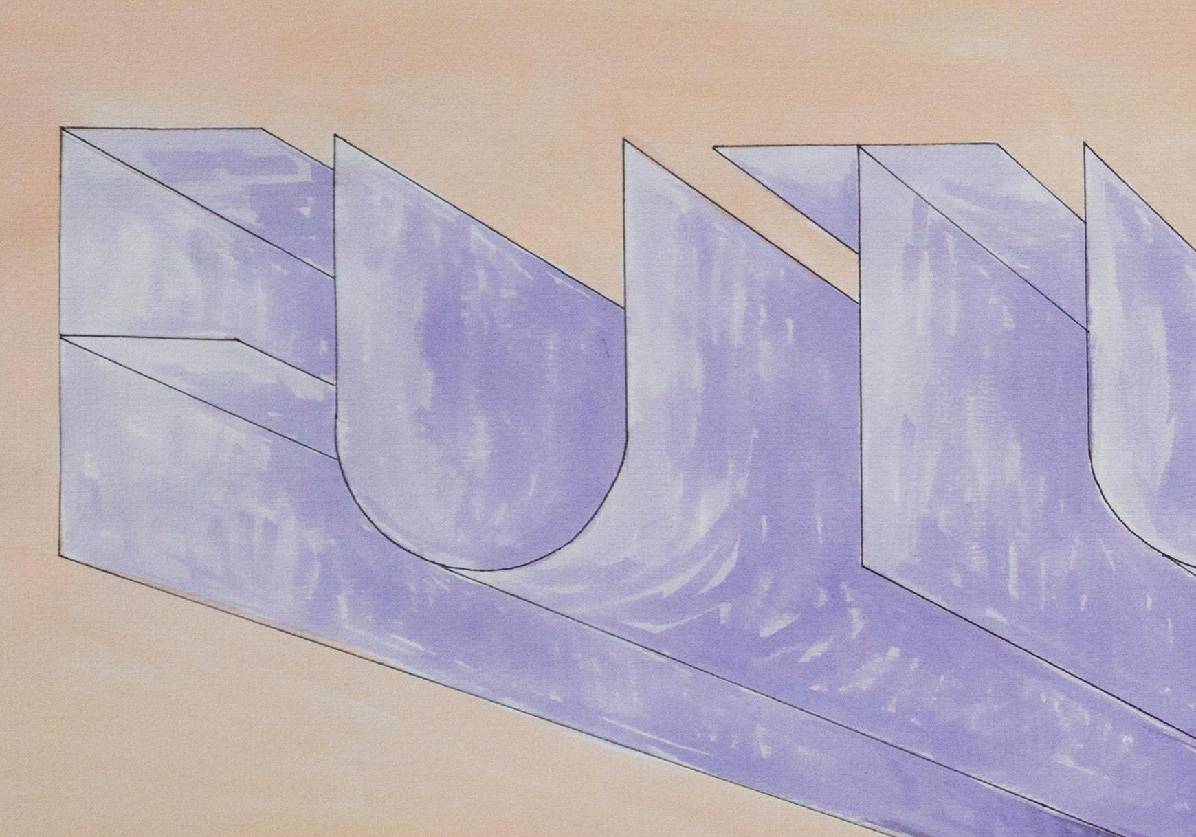 Future, Hand Painted Watercolor, Drawing, Ed Ruscha Style Large Word Art, 100x70 - Gray Still-Life by Ryan Rivadeneyra