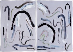 Black and Blue Classy Gestures, 100x140 cm Diptych, Mixed Media on Paper, 2020