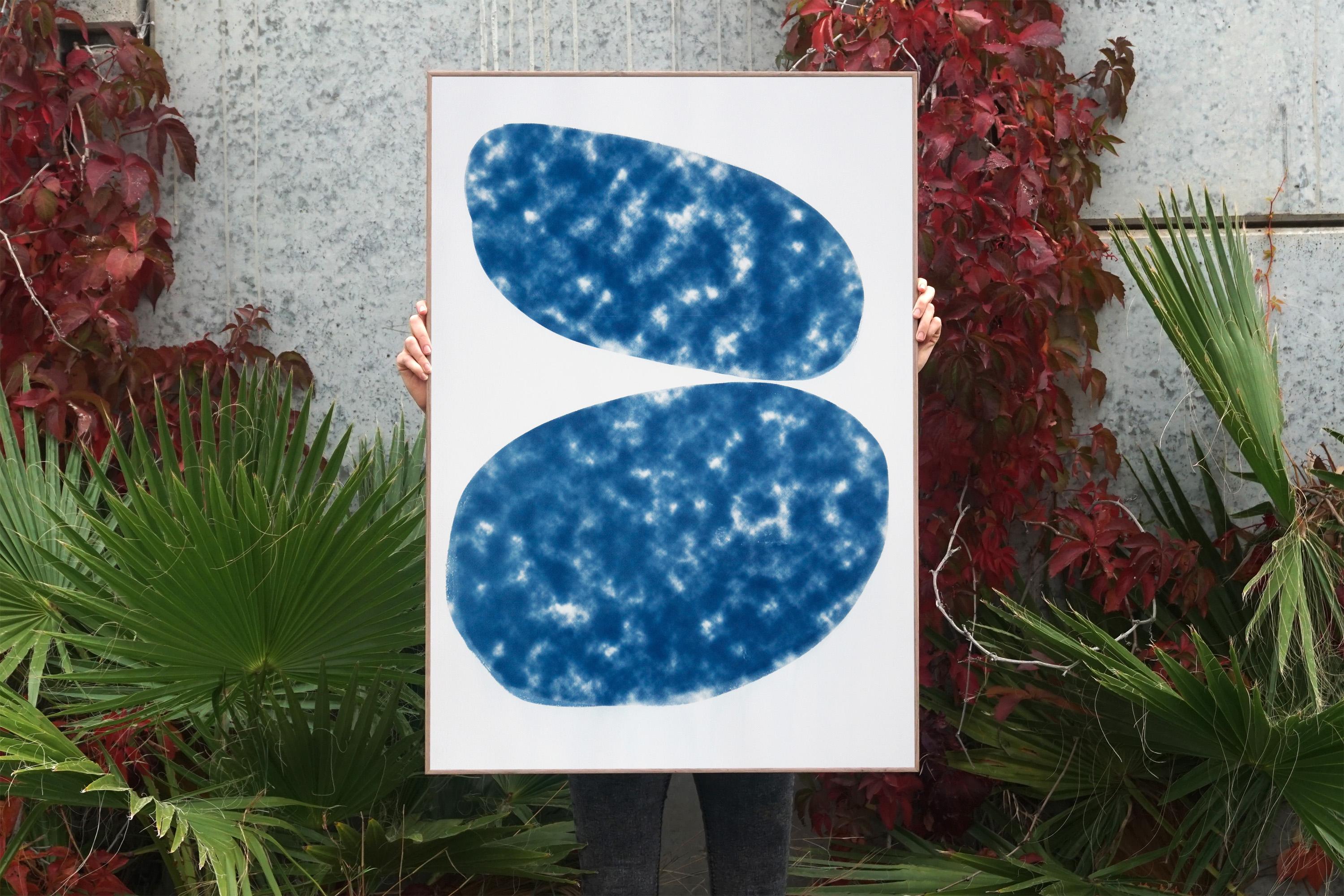 Cloudy Ovals, Cyanotype on Paper 100x70cm, Classic Blue, Abstract Geometric 2020 - Photograph by Kind of Cyan