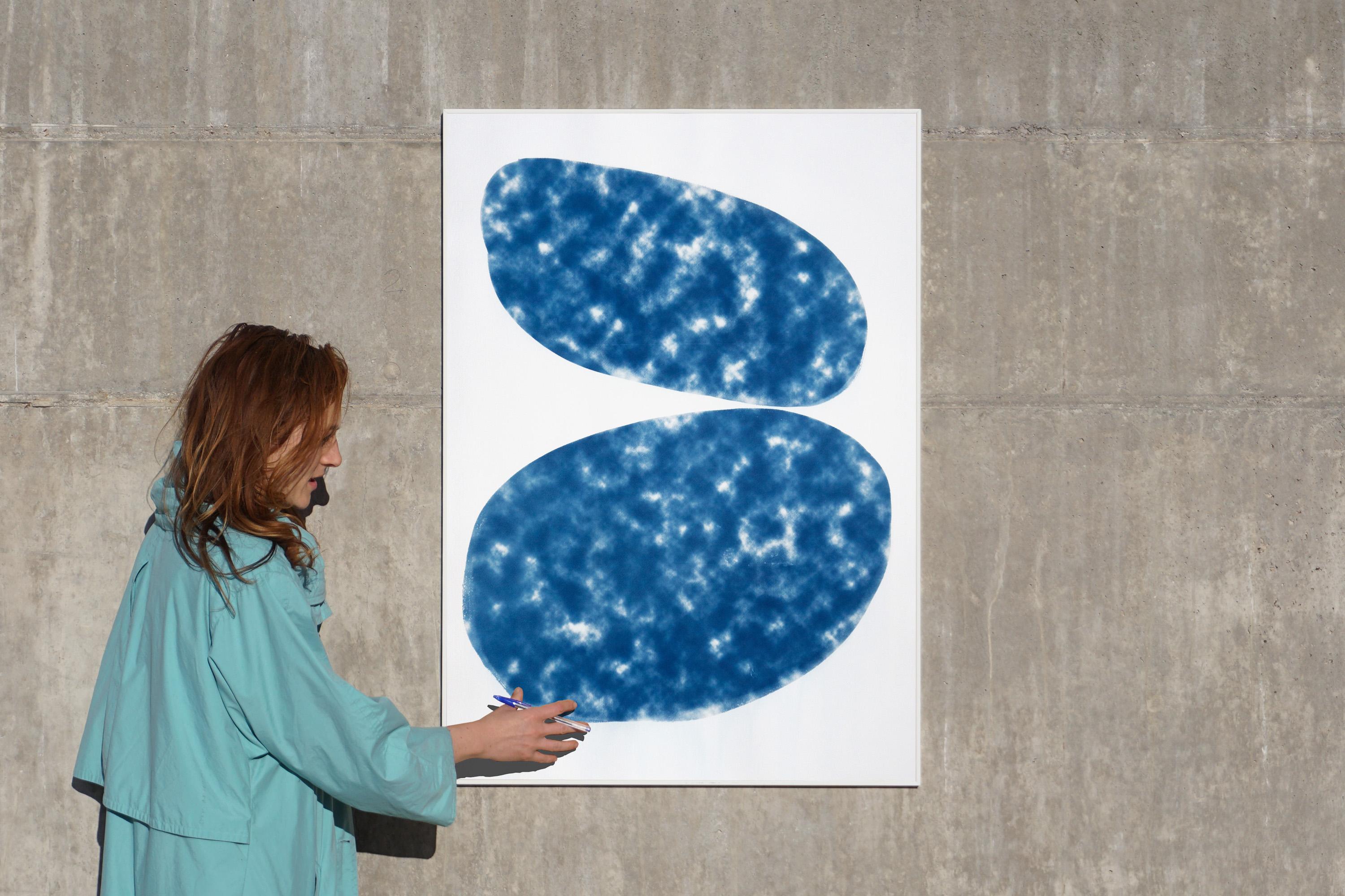 Cloudy Ovals, Cyanotype on Paper 100x70cm, Classic Blue, Abstract Geometric 2020 1