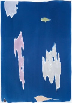 Clifford Still Inspired Cyanotype on Paper 100x70cm, Classic Blue, Abstract 2020