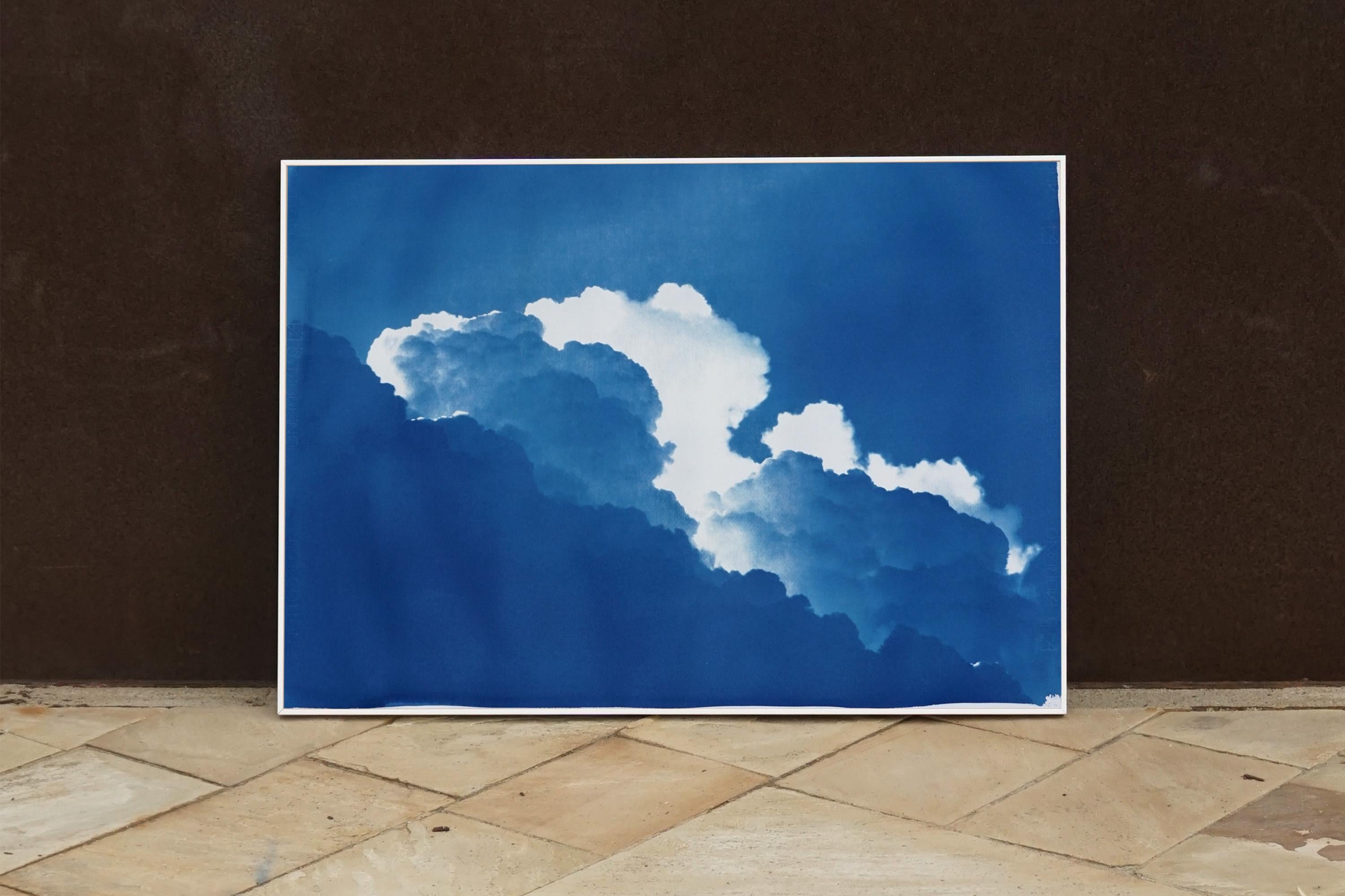 Yves Klein Clouds, Cyanotype on Paper, Contemporary Blueprint, Indigo Landscape  - Naturalistic Art by Kind of Cyan