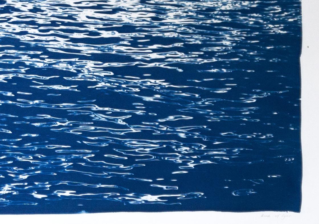 Calming Sea Ripples in Blue, Hand Printed Nautical Blueprint, Mediterranean Life 2