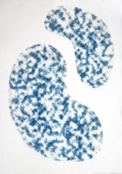 Kidney Bean Pools, Minimal Cyanotype Inspired by Architectural Pools, Cloudy 