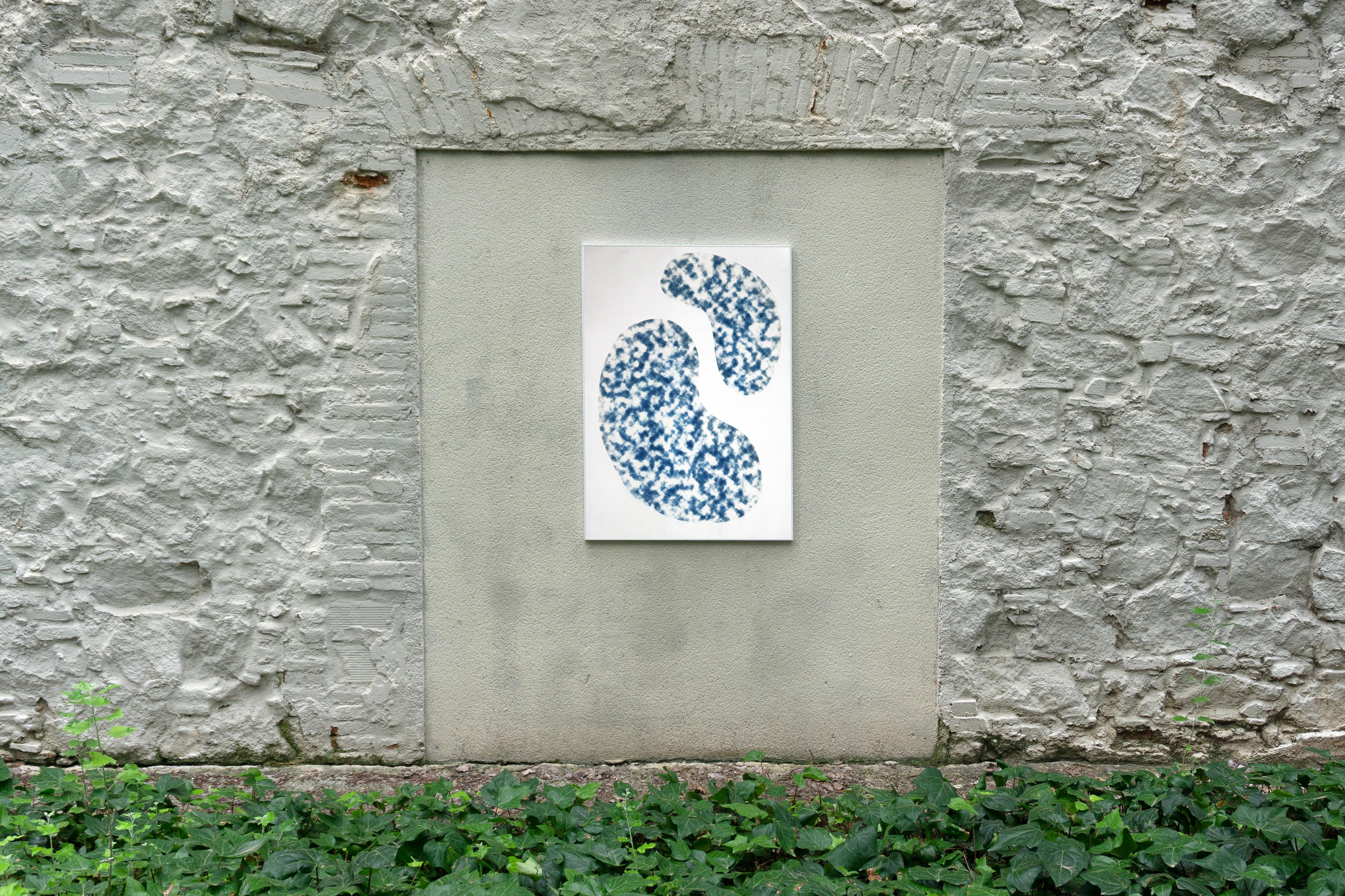 Kidney Bean Pools, Minimal Cyanotype Inspired by Architectural Pools, Cloudy 1