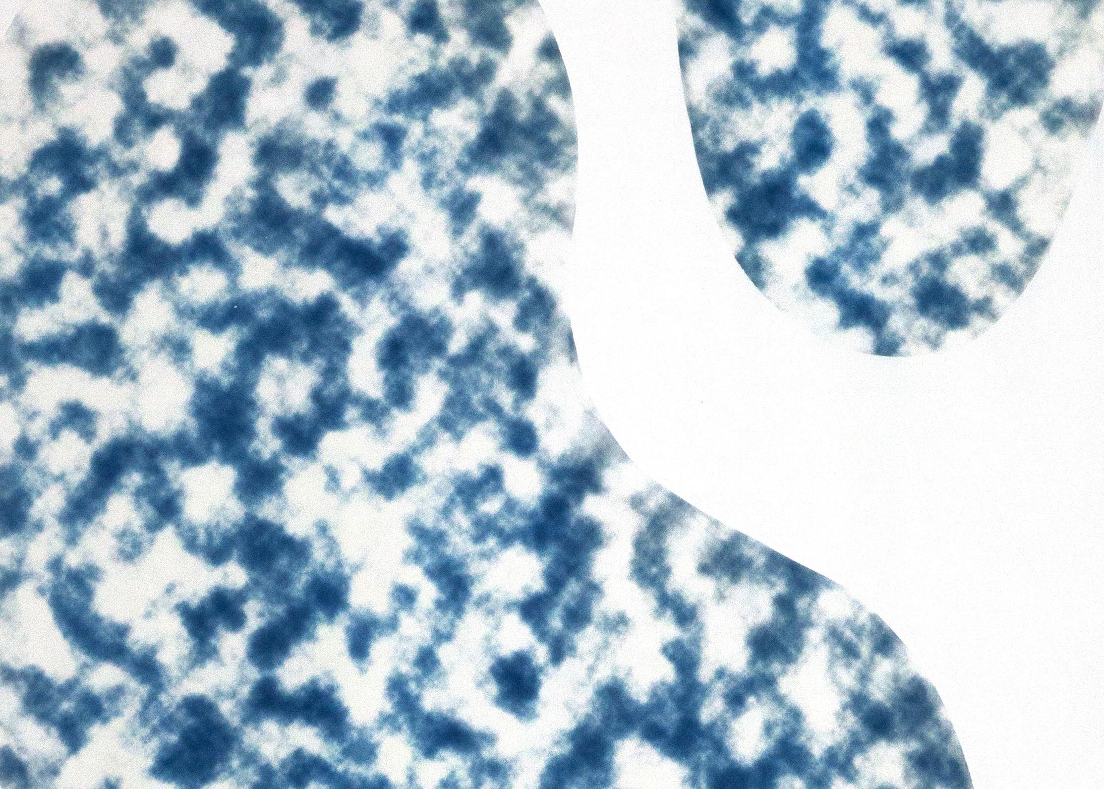 Kidney Bean Pools, Minimal Cyanotype Inspired by Architectural Pools, Cloudy  4