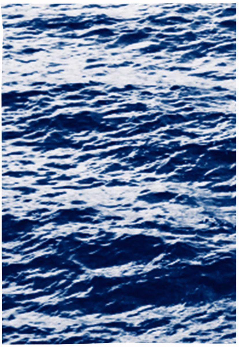 Cyanotype Triptych of Endless Ocean Waves in Montauk, Large Seascape, 2020  - Blue Abstract Print by Kind of Cyan